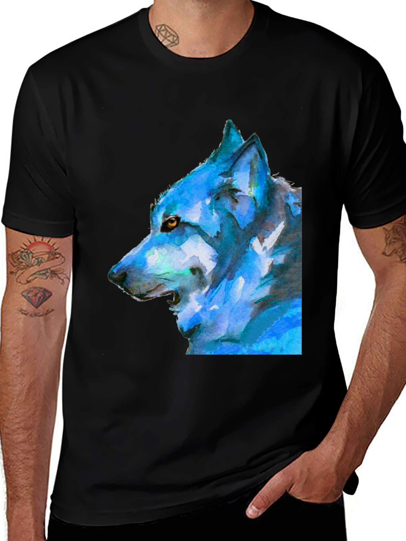 Variant 17 of Wolf Graphic Print Tee - Black