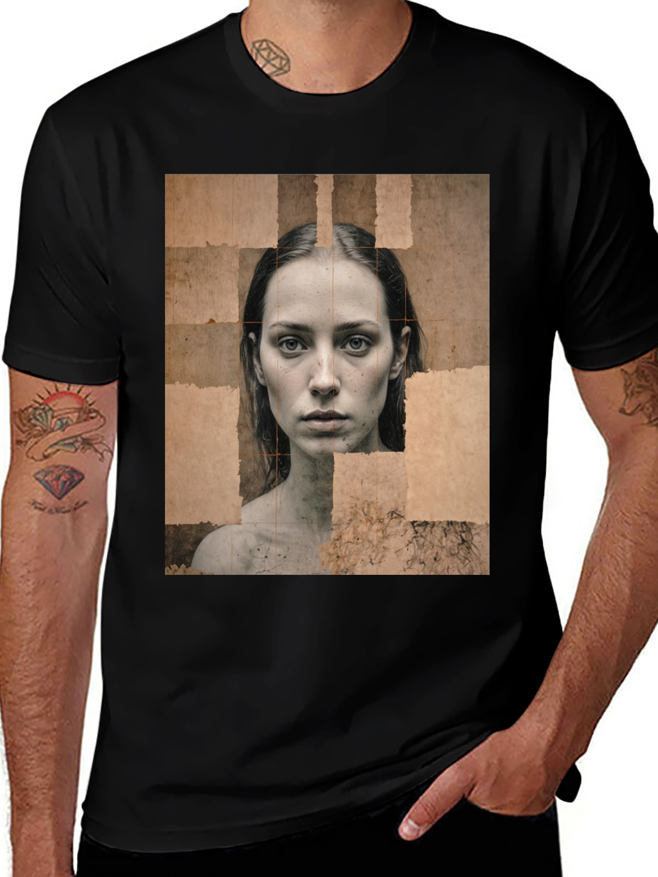 Variant 18 of Abstract Woman Portrait Black T-Shirt