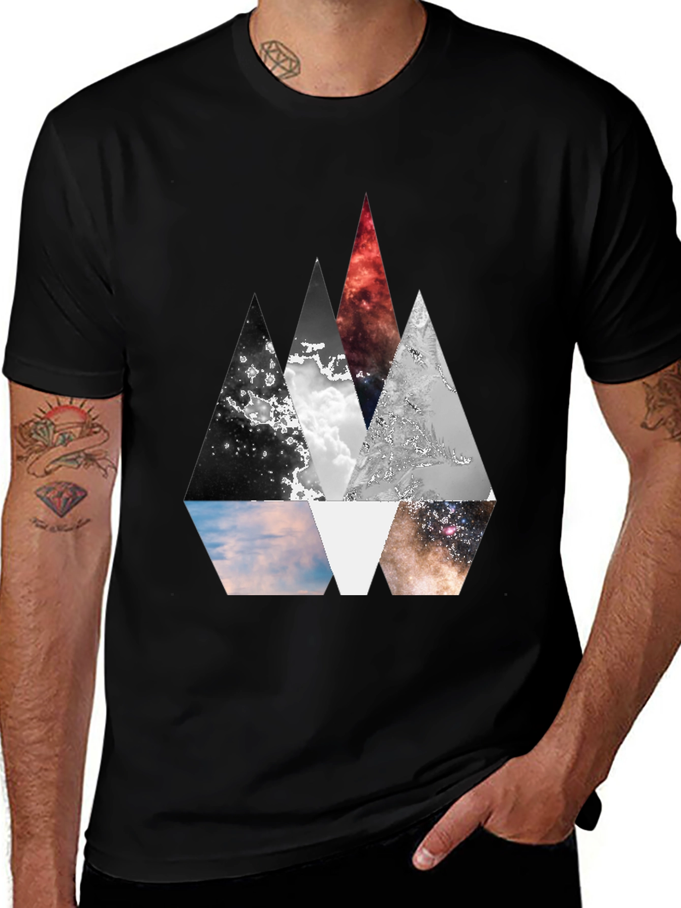 Variant 9 of Geometric Mountainscape Graphic Tee - Modern Design