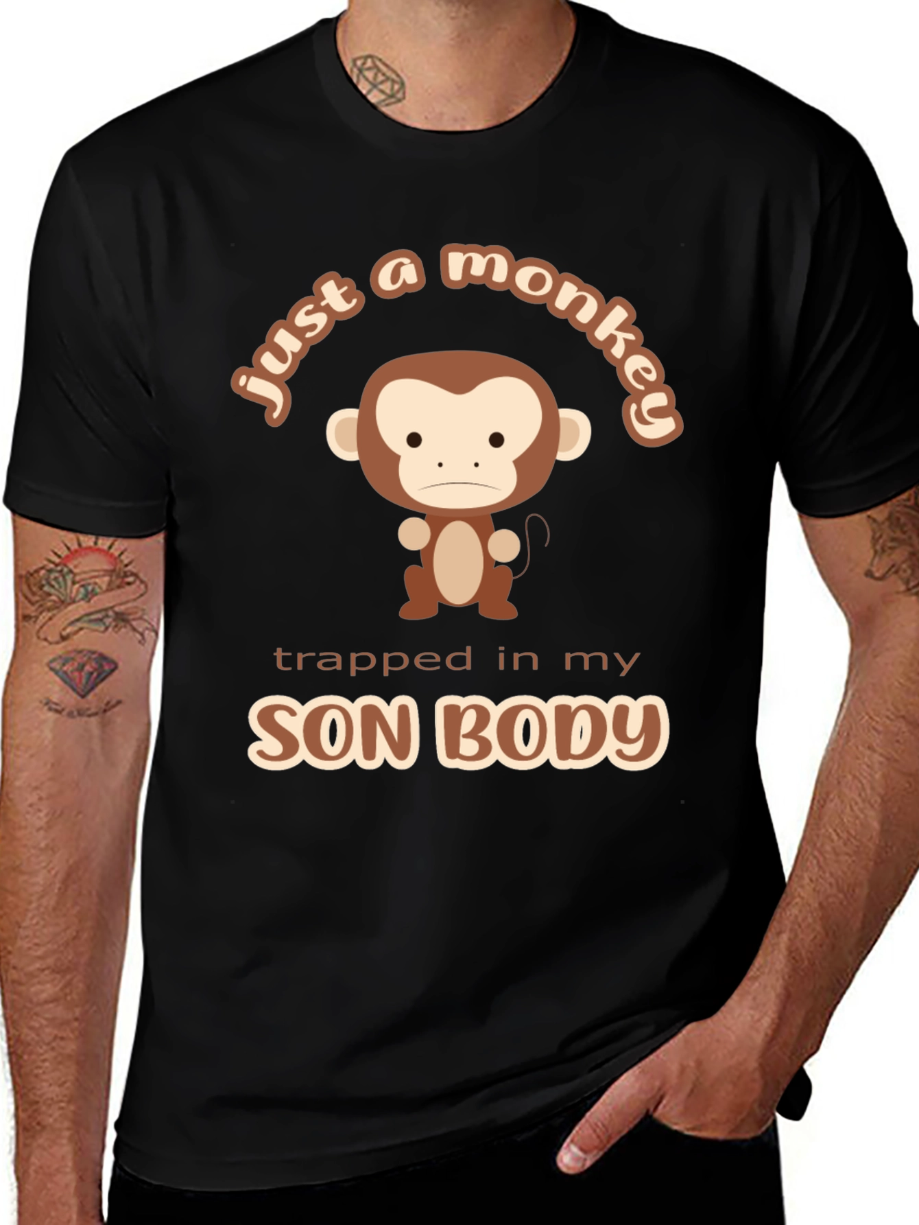 Variant 24 of Funny "Just a Monkey" Graphic T-Shirt