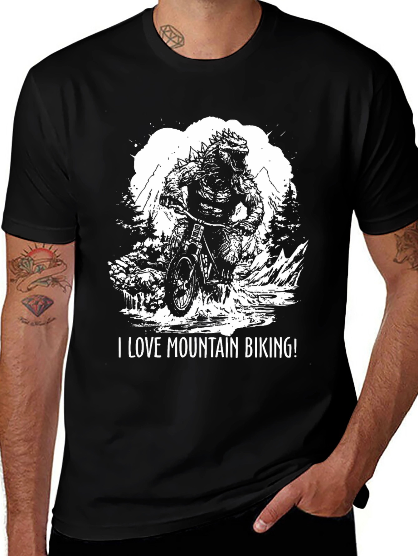 Variant 10 of Godzilla Mountain Biking Graphic T-Shirt