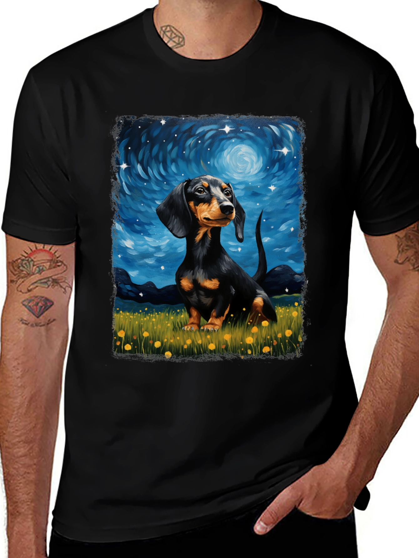 Variant 21 of Dachshund 'Starry Night' Graphic Tee
