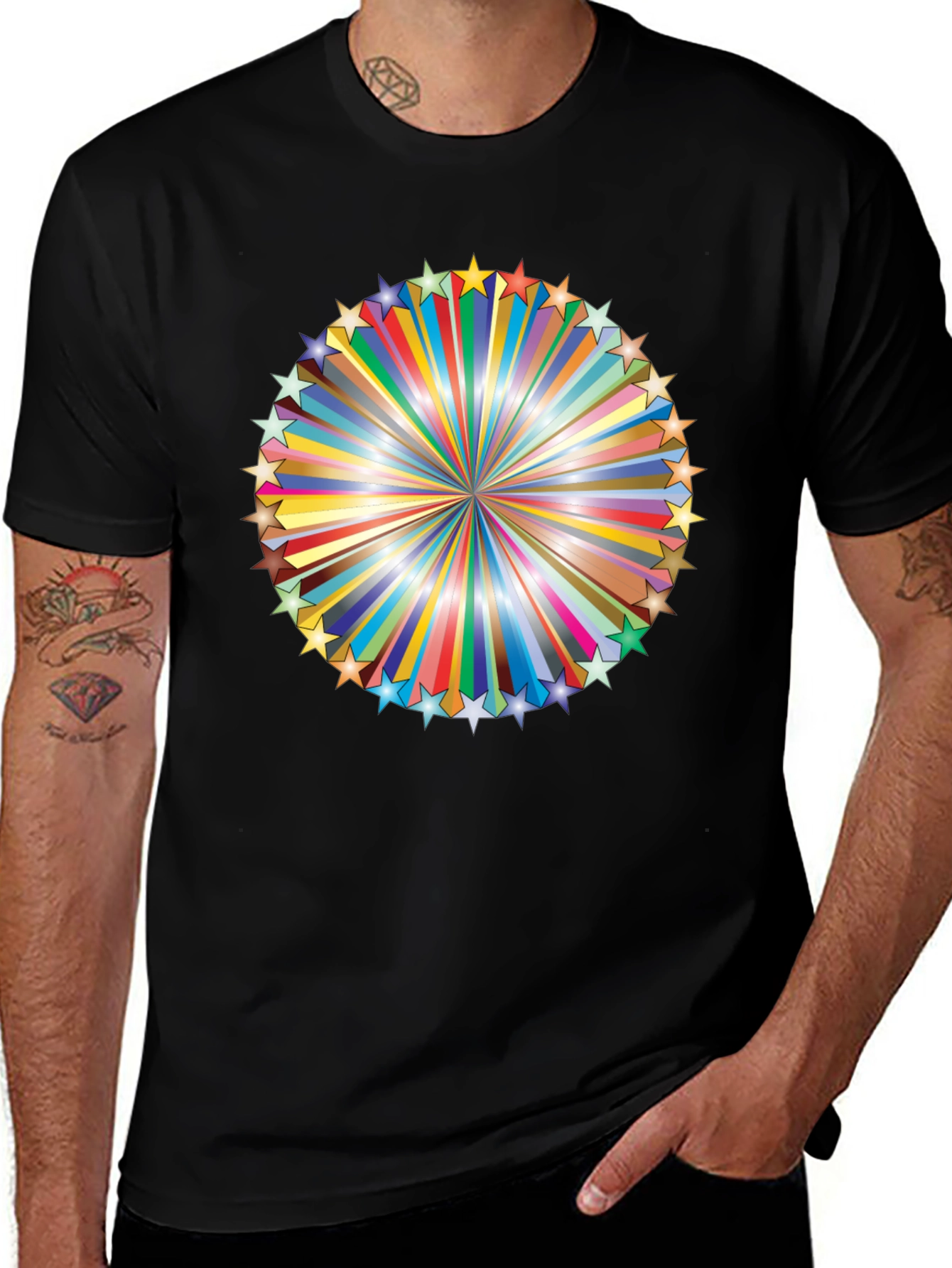 Variant 15 of Starburst Graphic Black T-Shirt