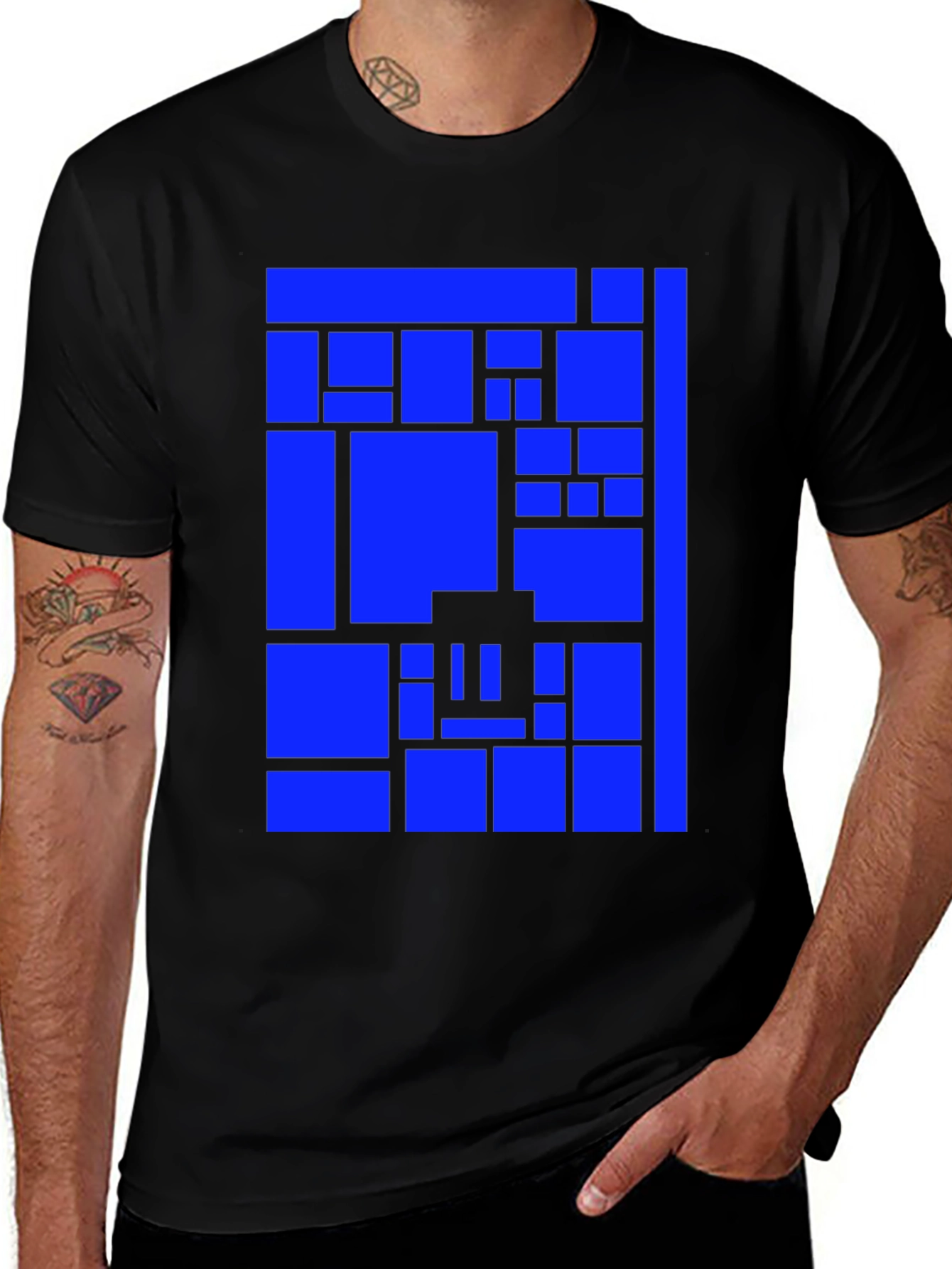 Geometric Blocks Black T-Shirt