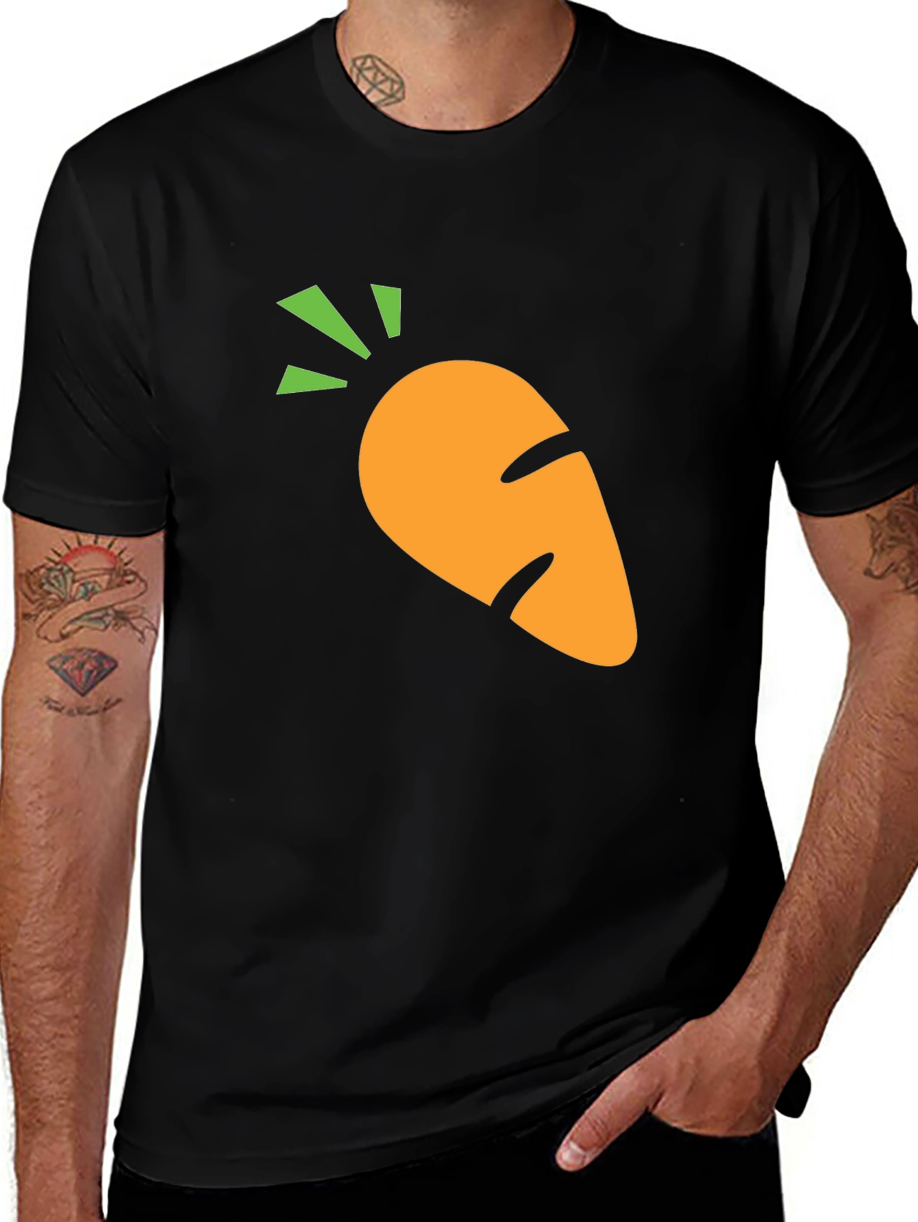 Variant 26 of Carrot Graphic Black T-Shirt - Unisex Casual Tee