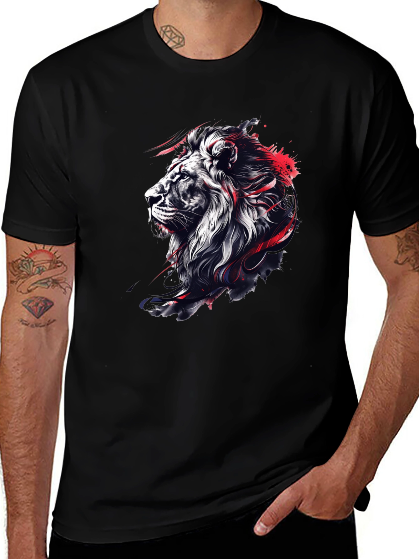 Variant 23 of Lion Graphic Black T-Shirt