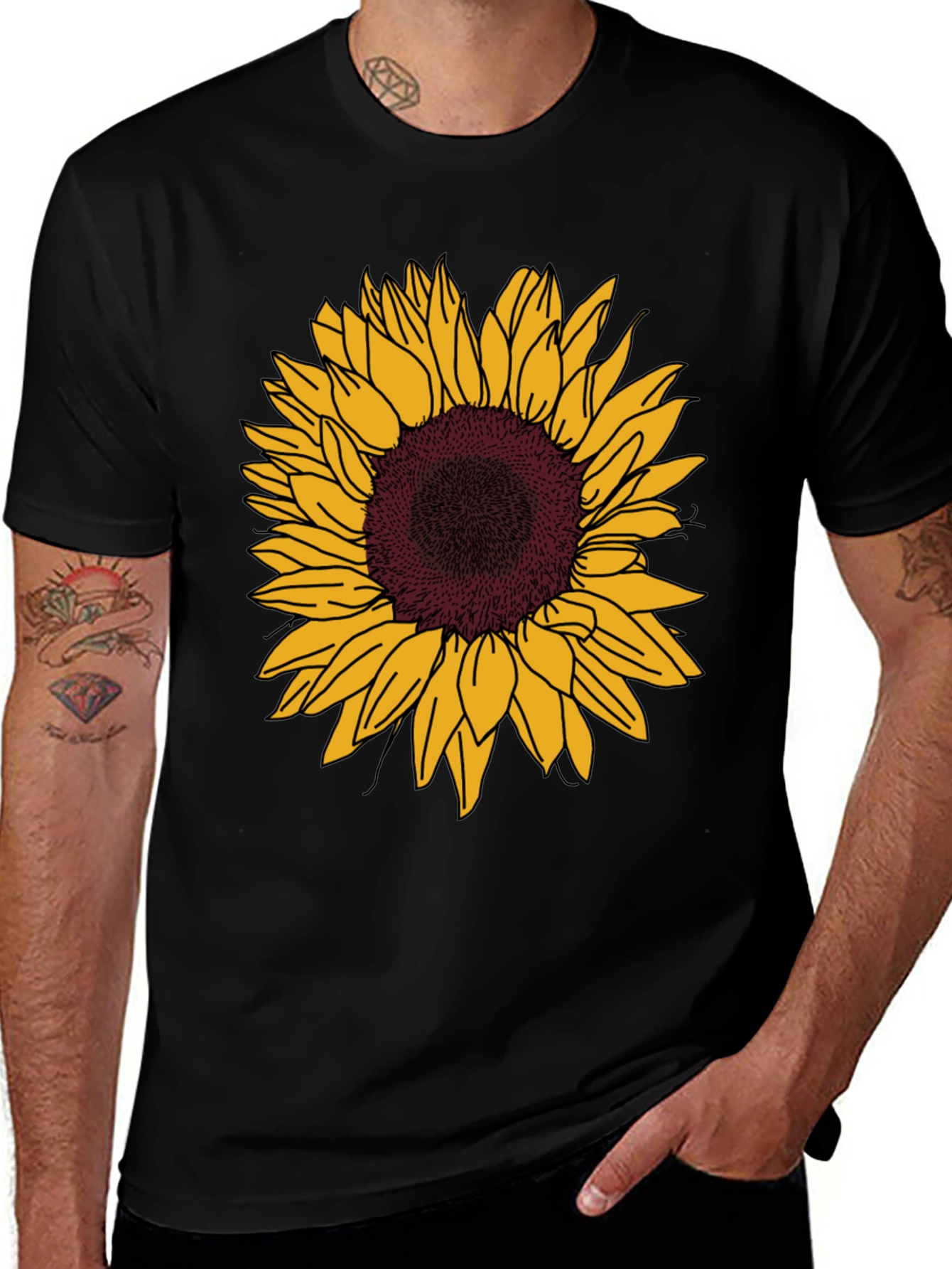 Variant 22 of Sunflower Graphic Print Black T-Shirt