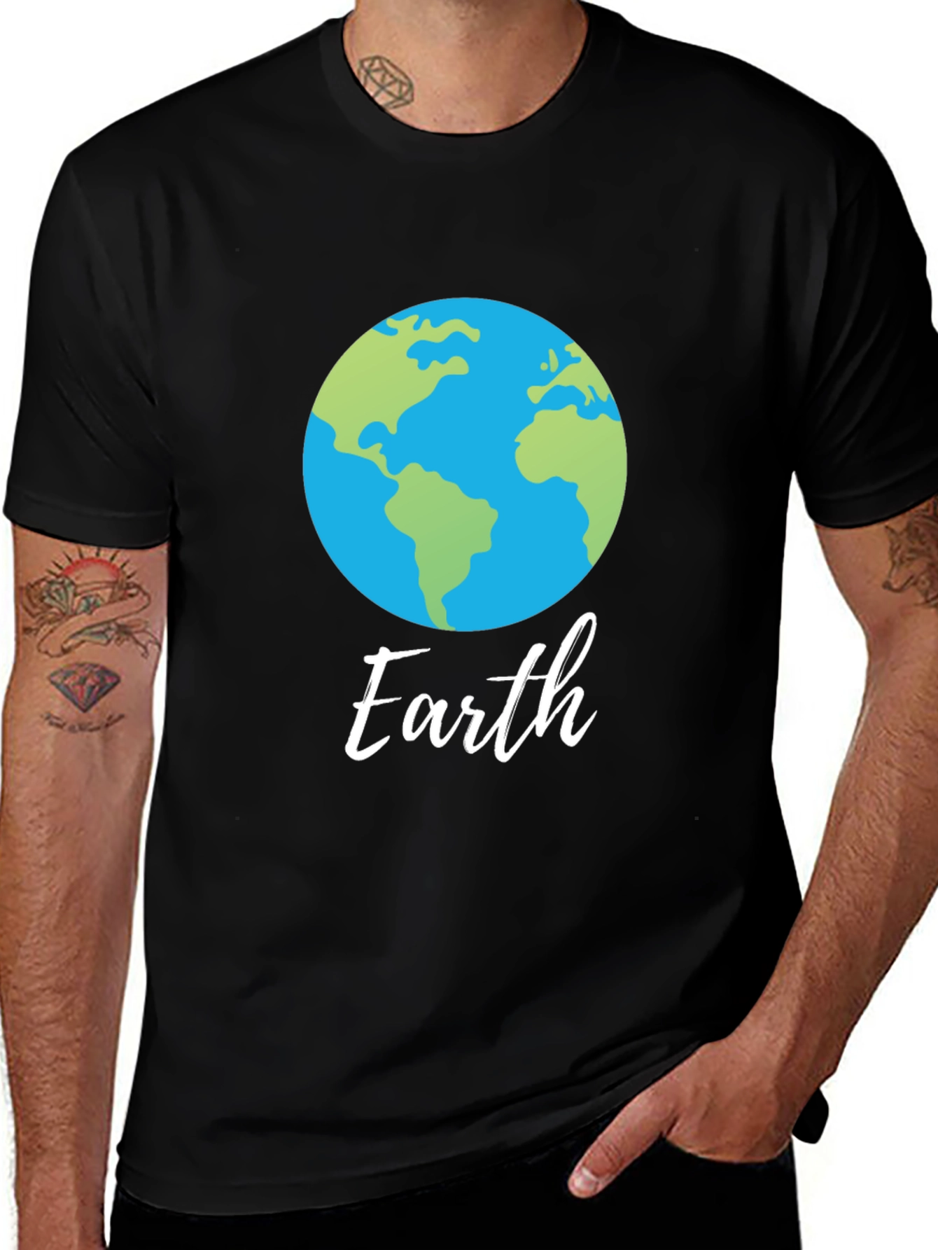 Earth Graphic T-Shirt - Round Globe Design