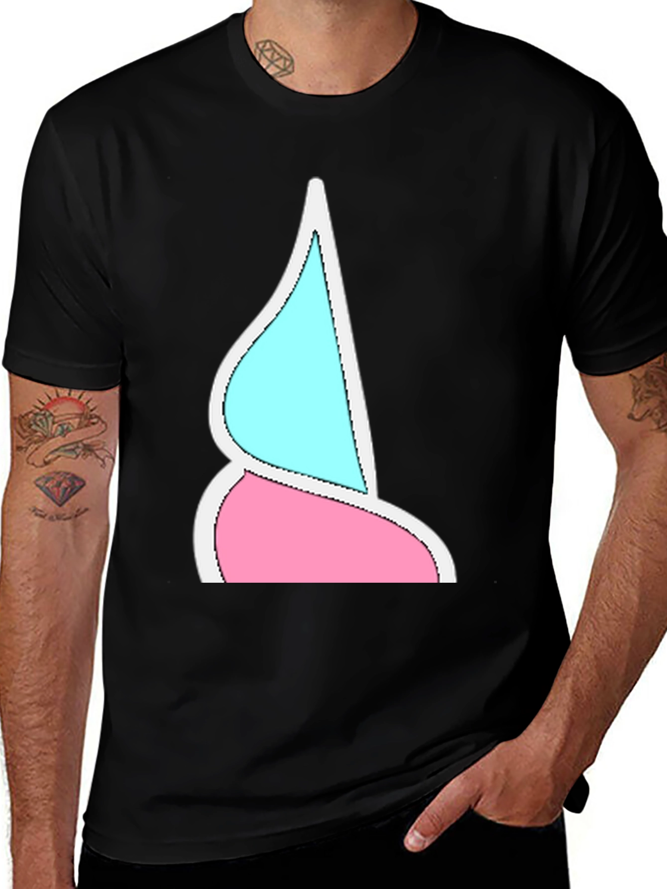 Variant 22 of Funky Two-Toned Graphic Tee - Black