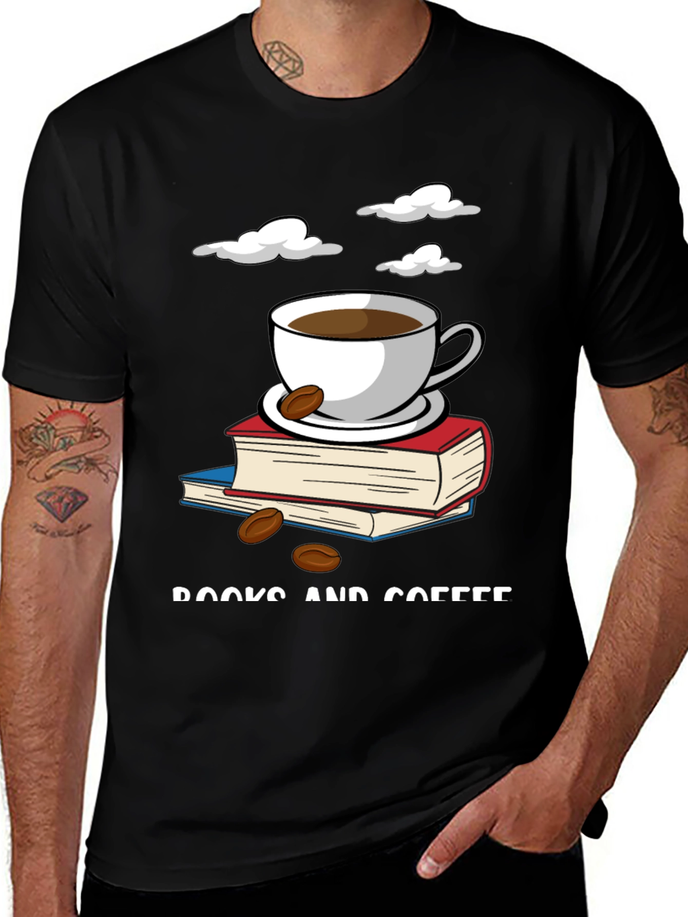 Variant 23 of Books and Coffee Graphic Tee - Read & Relax!