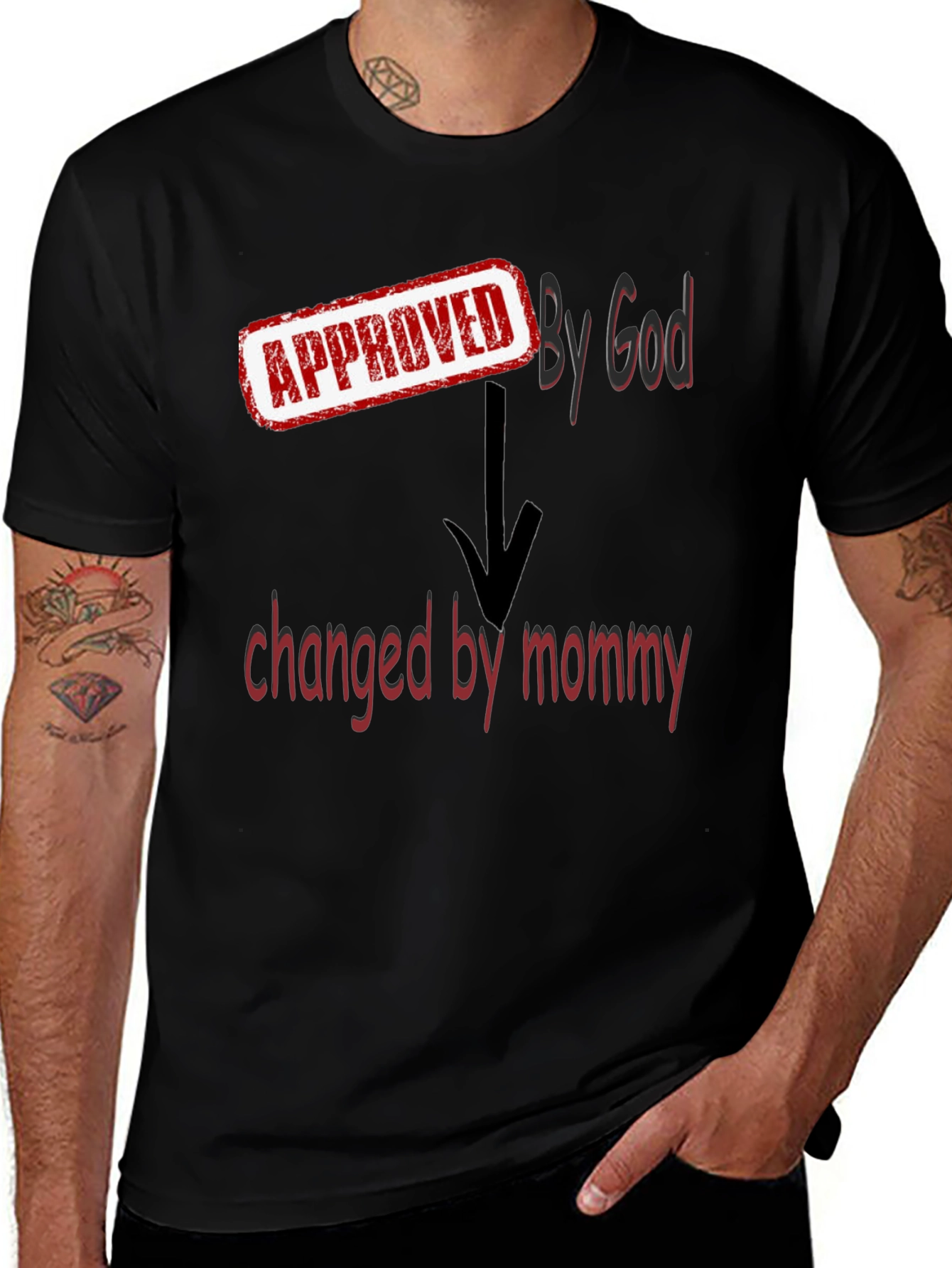 Variant 23 of Approved By God, Changed By Mommy - Black T-Shirt