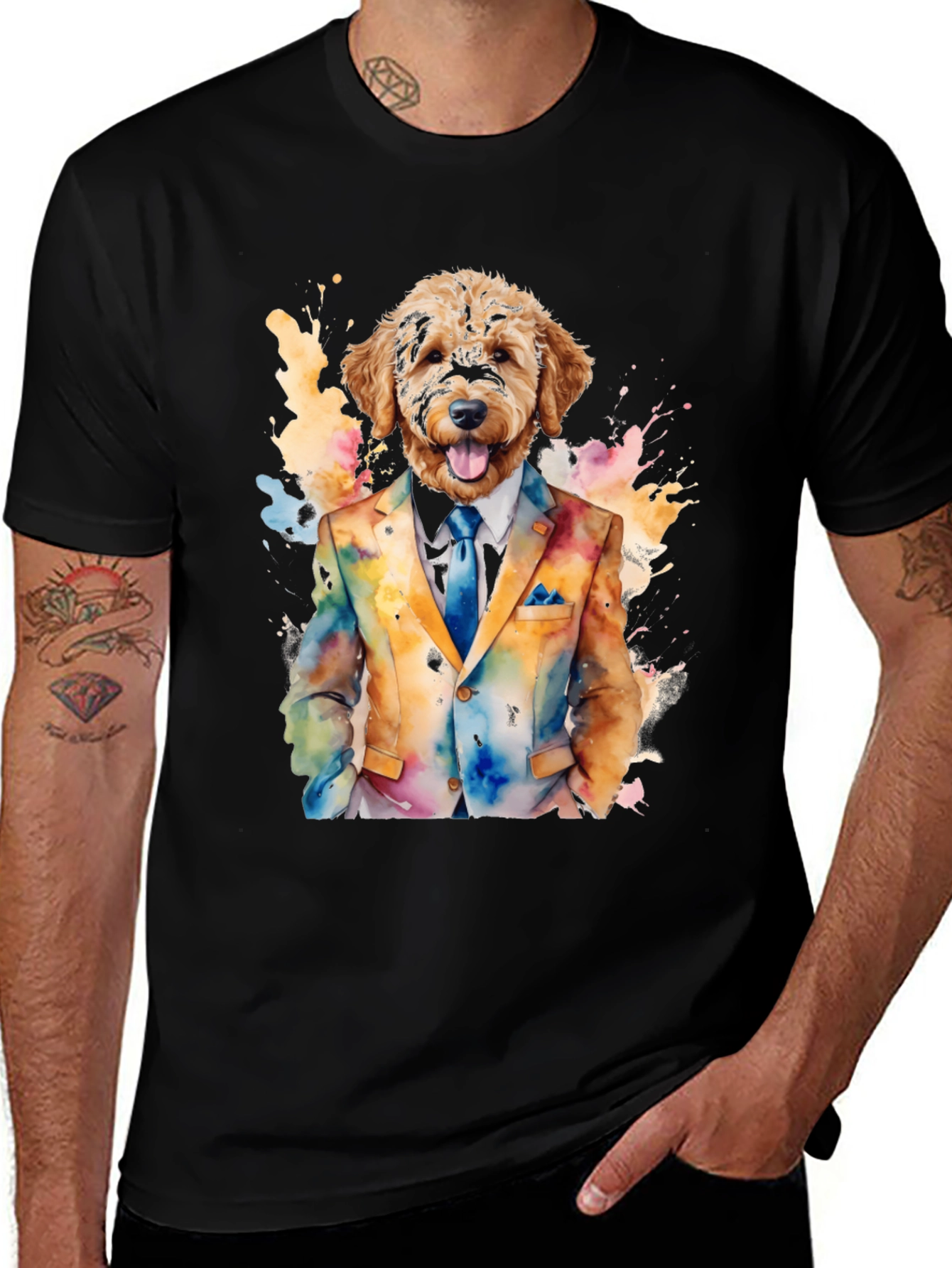 Variant 23 of Dog in Suit Graphic Tee - Watercolor Style