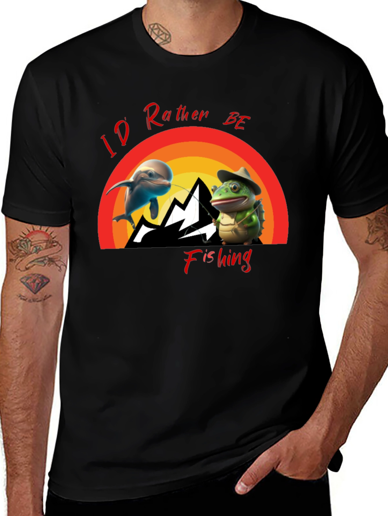 Variant 12 of I'd Rather Be Fishing T-Shirt