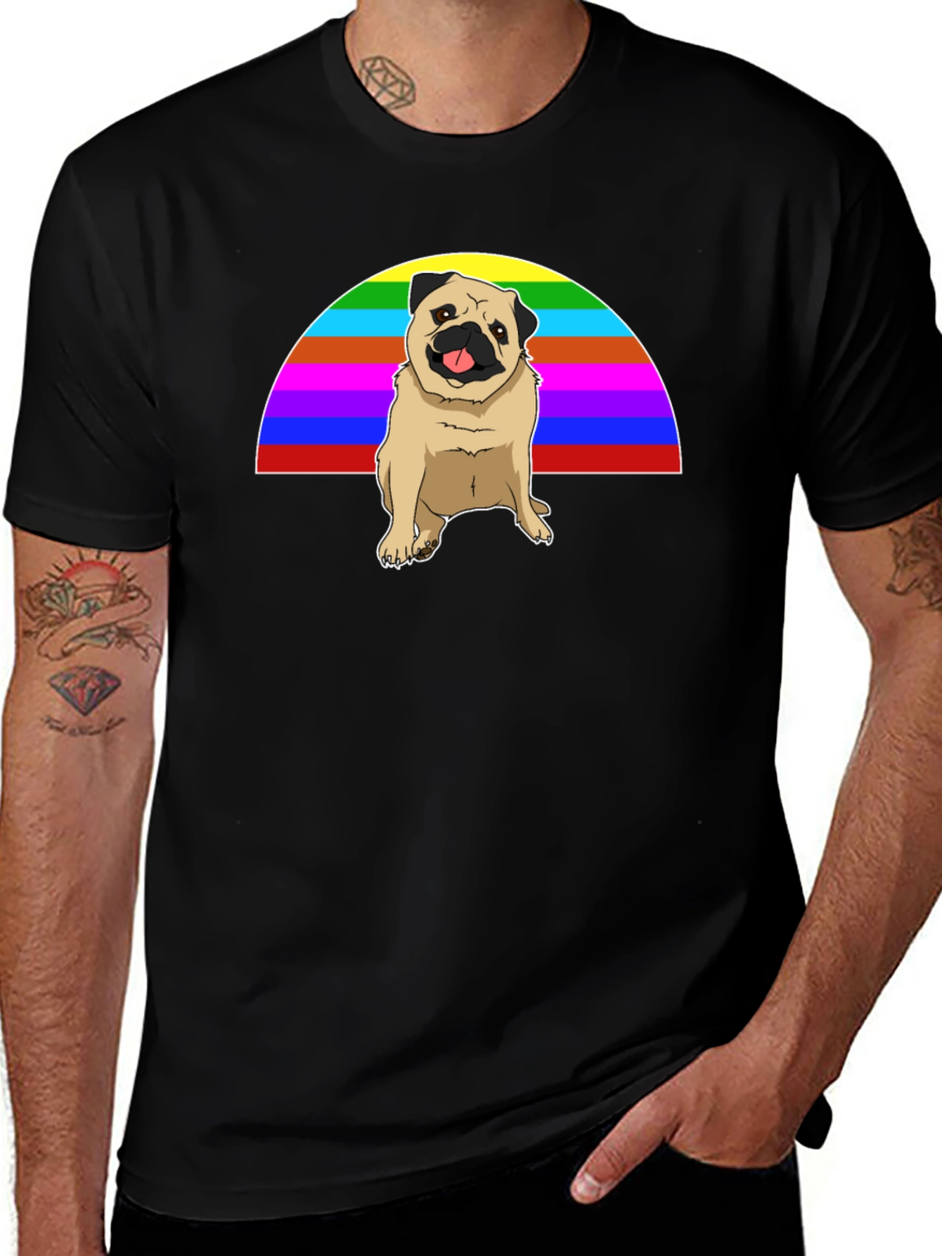 Variant 10 of Pug Rainbow T-Shirt - Cute Dog Tee