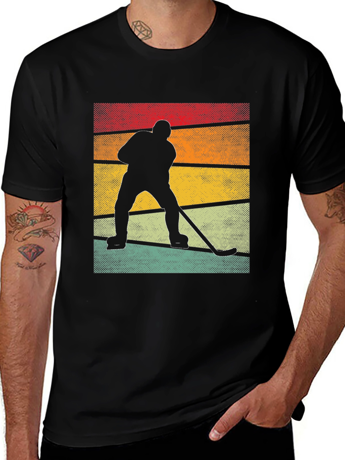 Variant 18 of Retro Hockey Player Graphic T-Shirt