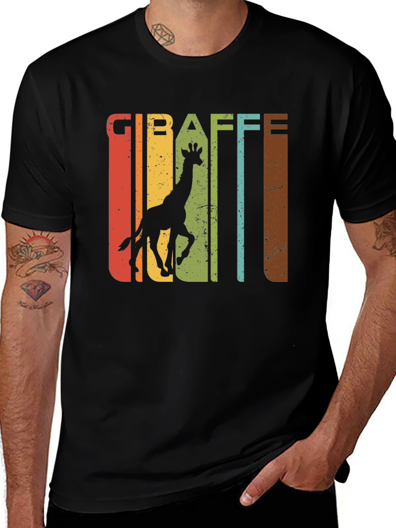 Retro Giraffe Graphic Print T-Shirt