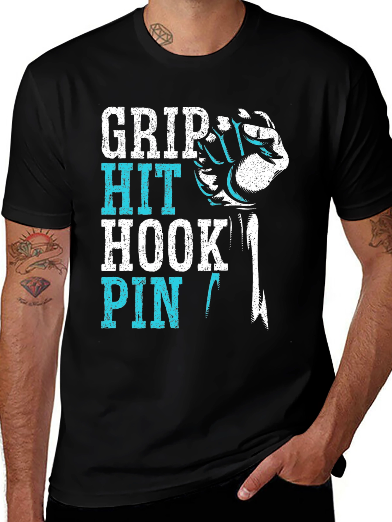 Wrestling Moves Graphic T-Shirt - Grip Hit Hook Pin