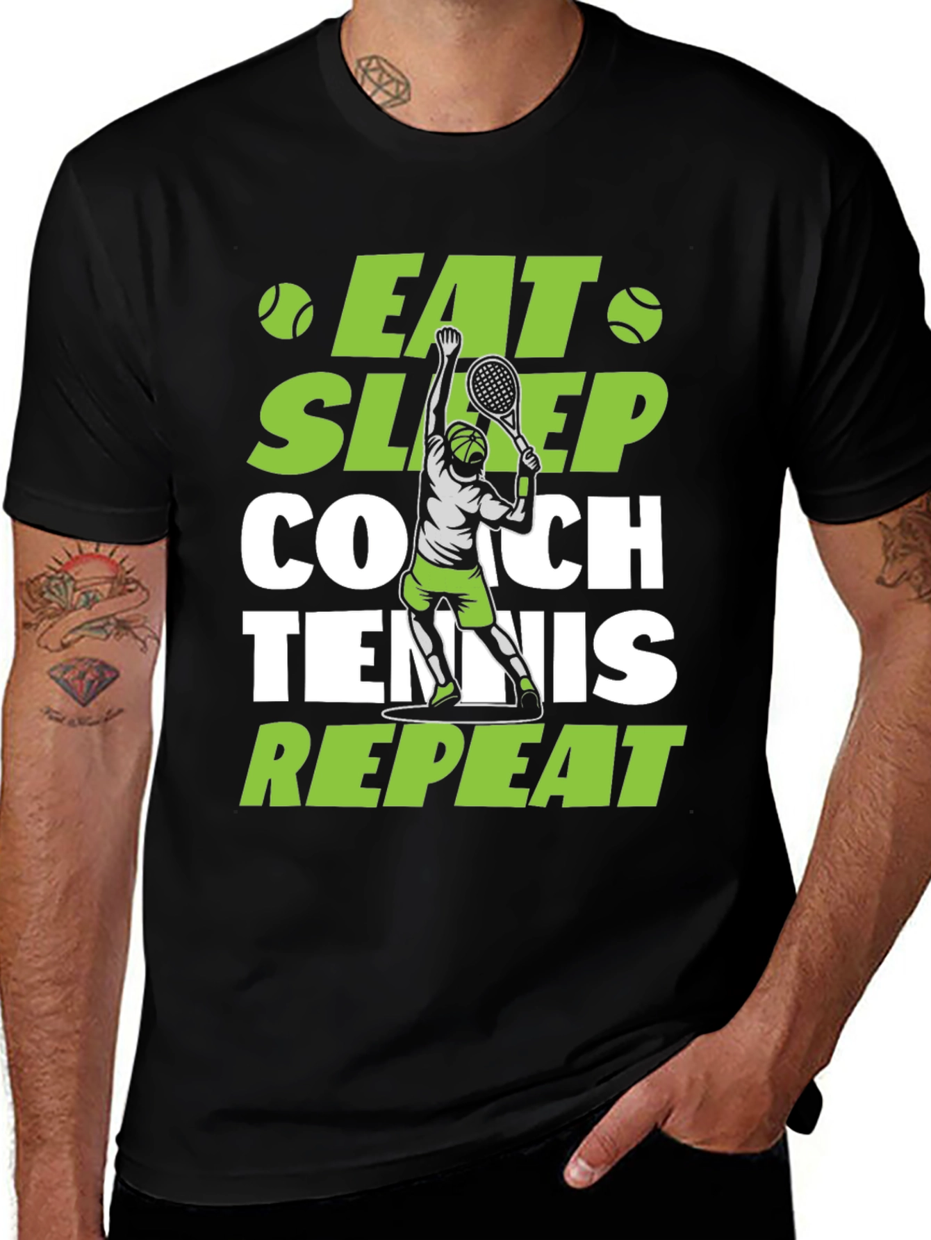 Variant 14 of Eat Sleep Coach Tennis Repeat T-Shirt