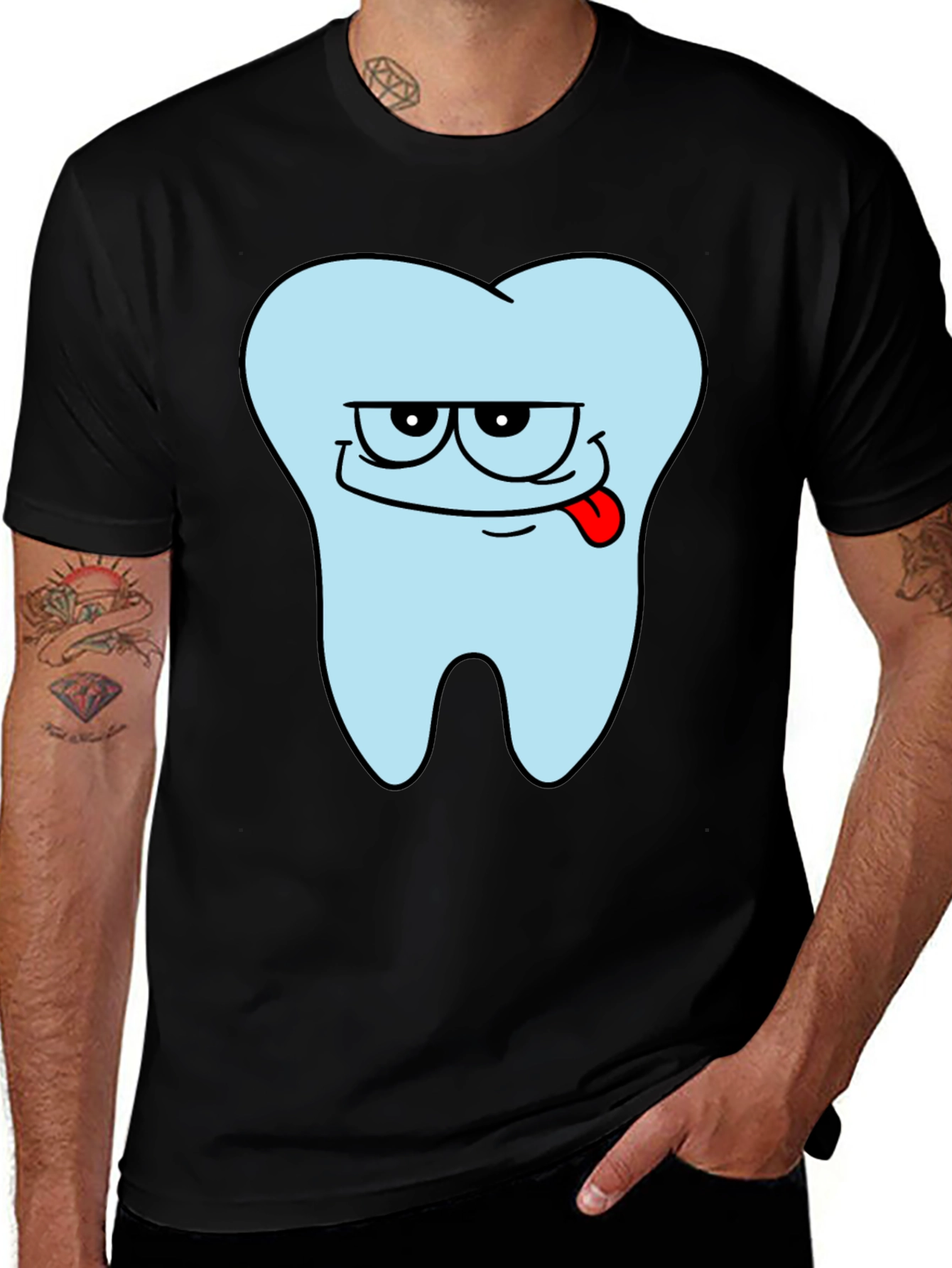 Variant 7 of Funny Tooth Graphic Men's Black T-Shirt
