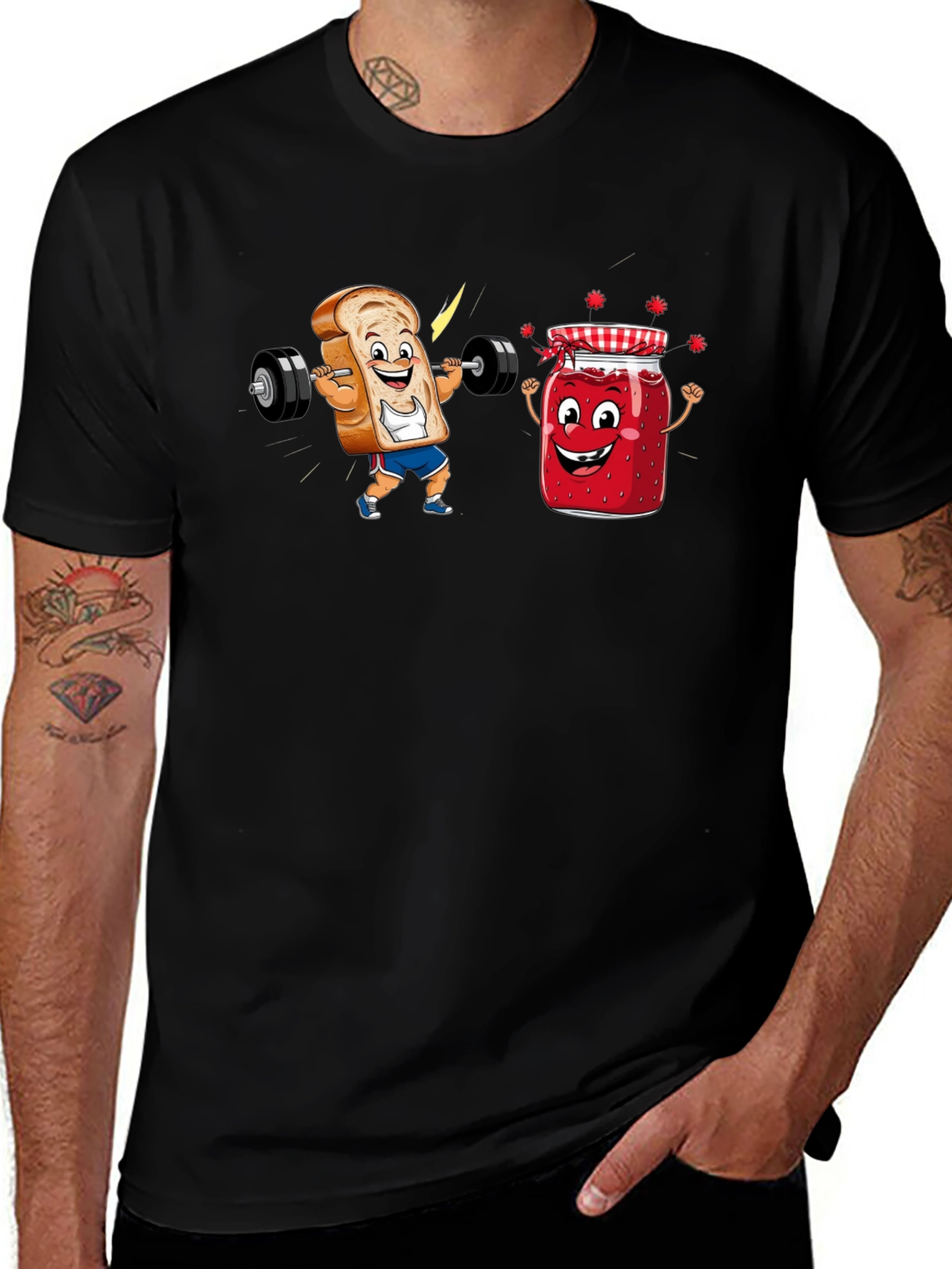 Variant 16 of Funny Toast and Jam Workout Black T-Shirt