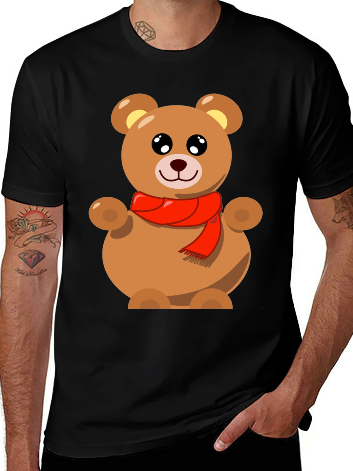 Variant 18 of Cute Teddy Bear Graphic Tee - Black