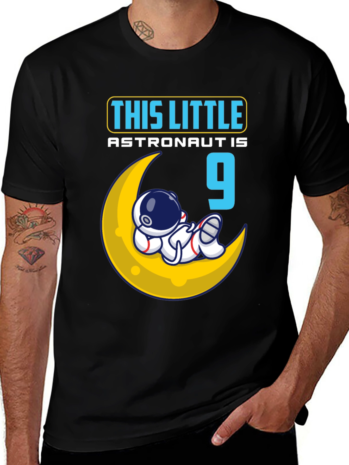 Variant 13 of Astronaut Birthday T-Shirt - "This Little Astronaut is 9"