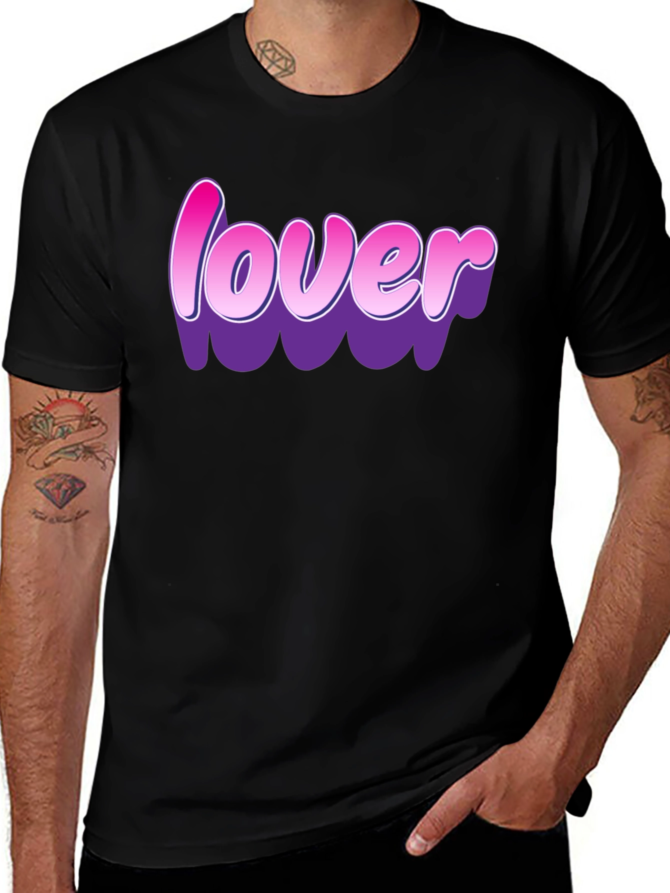Variant 9 of Trendy Lover Graphic Print Black T-Shirt