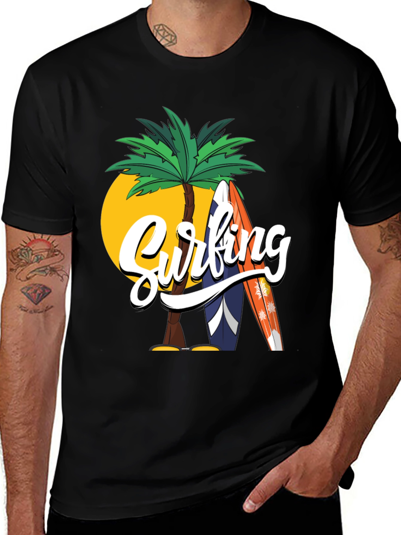 Variant 21 of Surfing Palm Tree Graphic Tee