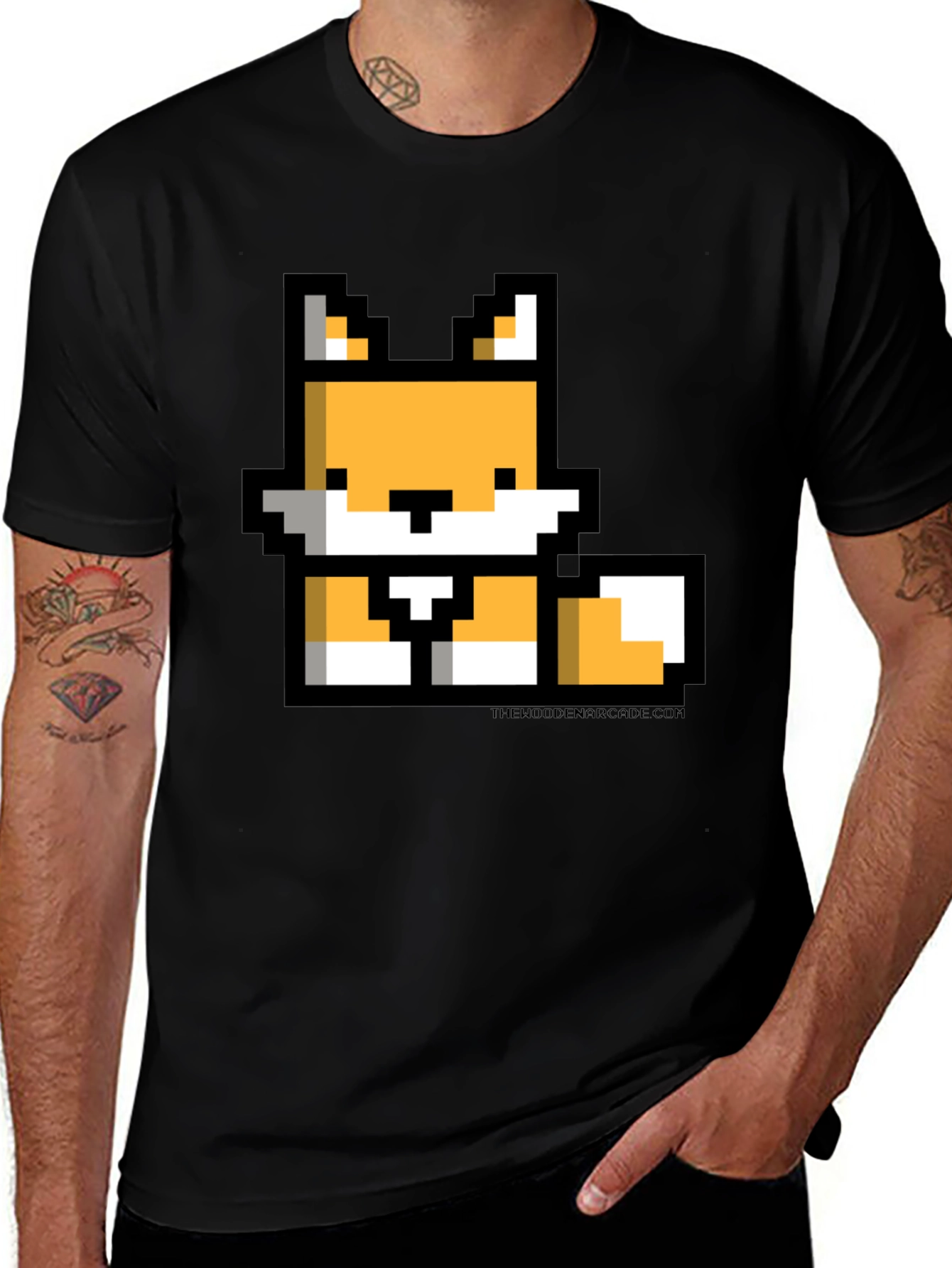 Variant 5 of Pixel Fox Black T-Shirt - Gamer Style