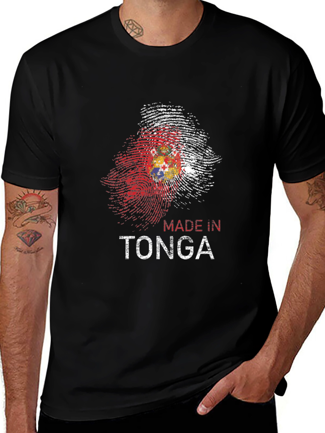 Made In Tonga T-Shirt - Tonga Flag Fingerprint