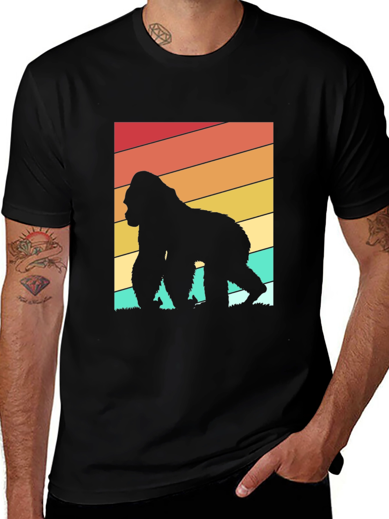 Variant 11 of Retro Gorilla Silhouette Graphic Tee