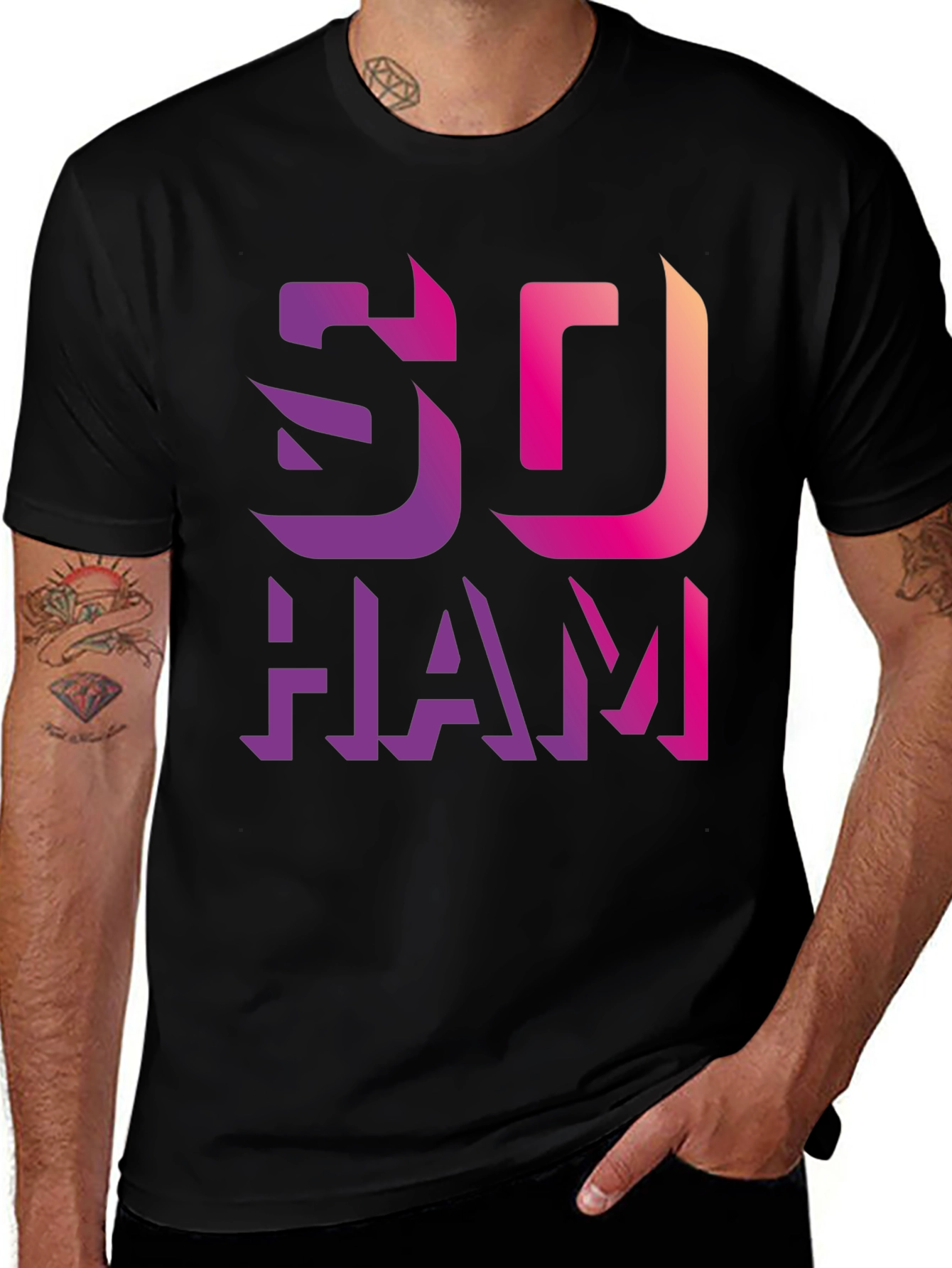 Variant 18 of Gradient "SO HAM" Graphic Black T-Shirt