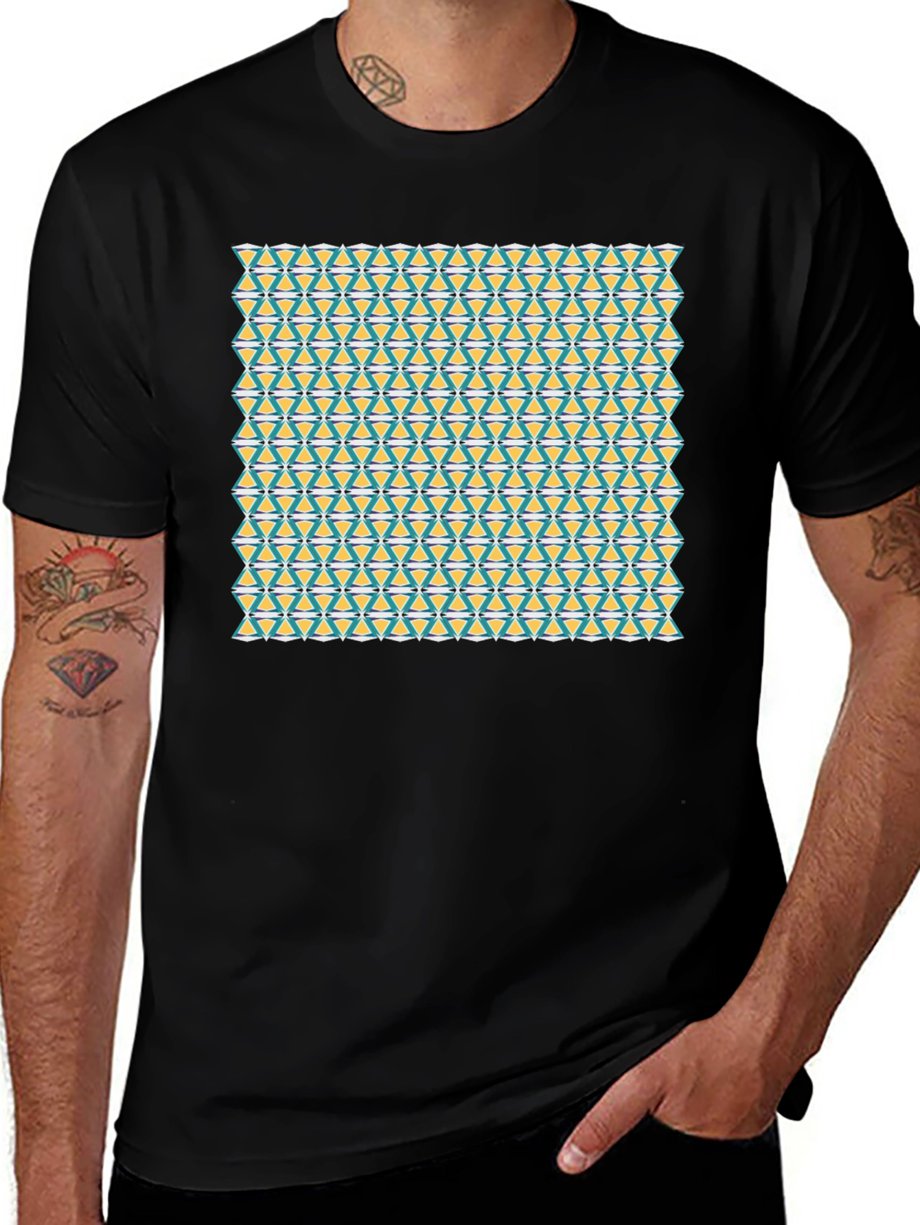 Variant 12 of Geometric Pattern Tee - Unique Triangle Design