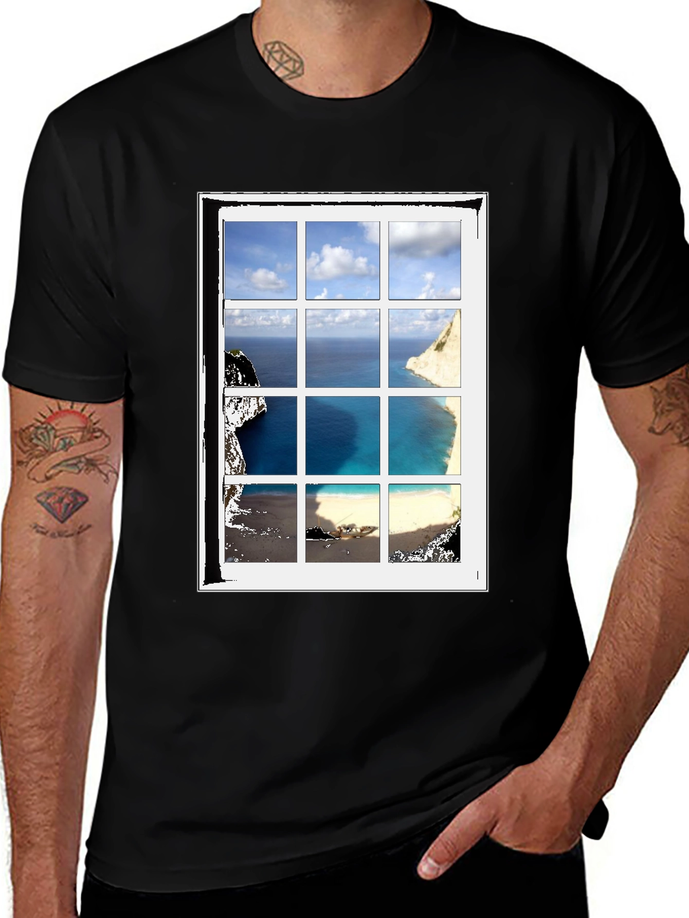 Variant 13 of Ocean View Window Pane Graphic T-Shirt