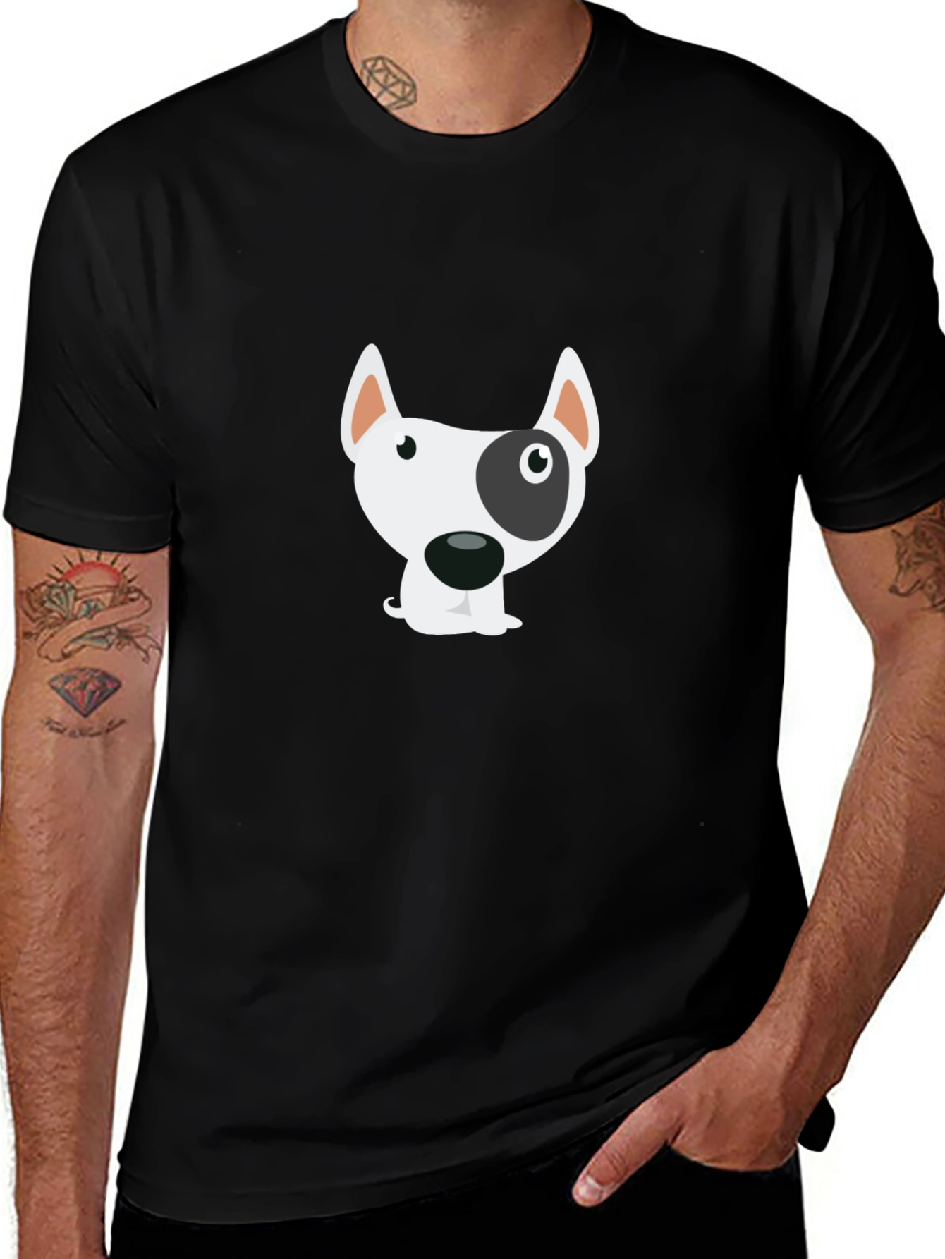 Variant 27 of Cartoon Dog Graphic Black T-Shirt