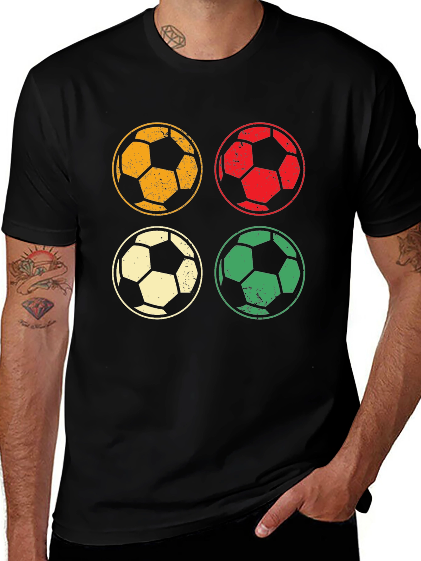 Variant 3 of Retro Soccer Balls Graphic T-Shirt - Vintage Style Tee