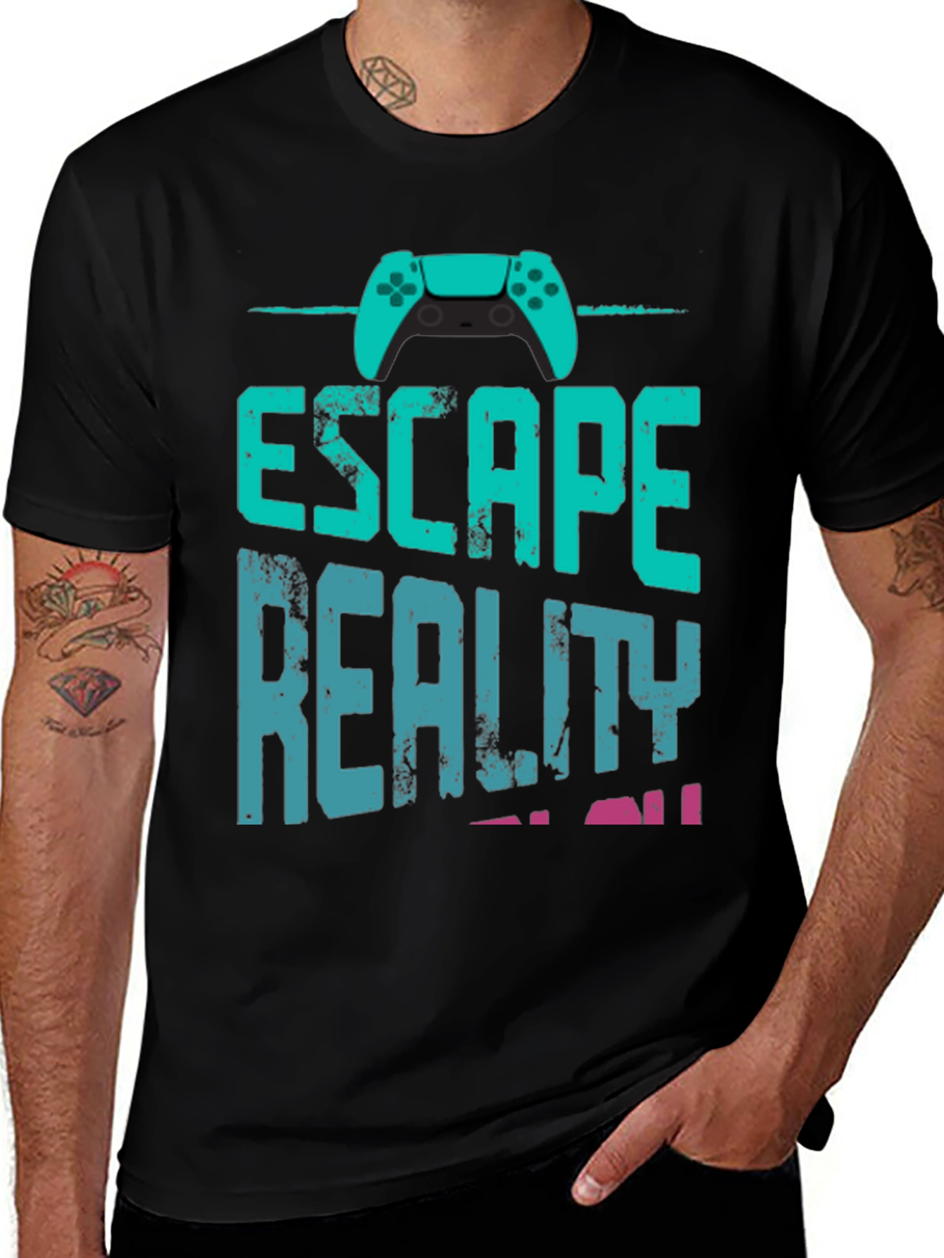 Variant 8 of Escape Reality Gamer T-Shirt - Black Cotton Blend