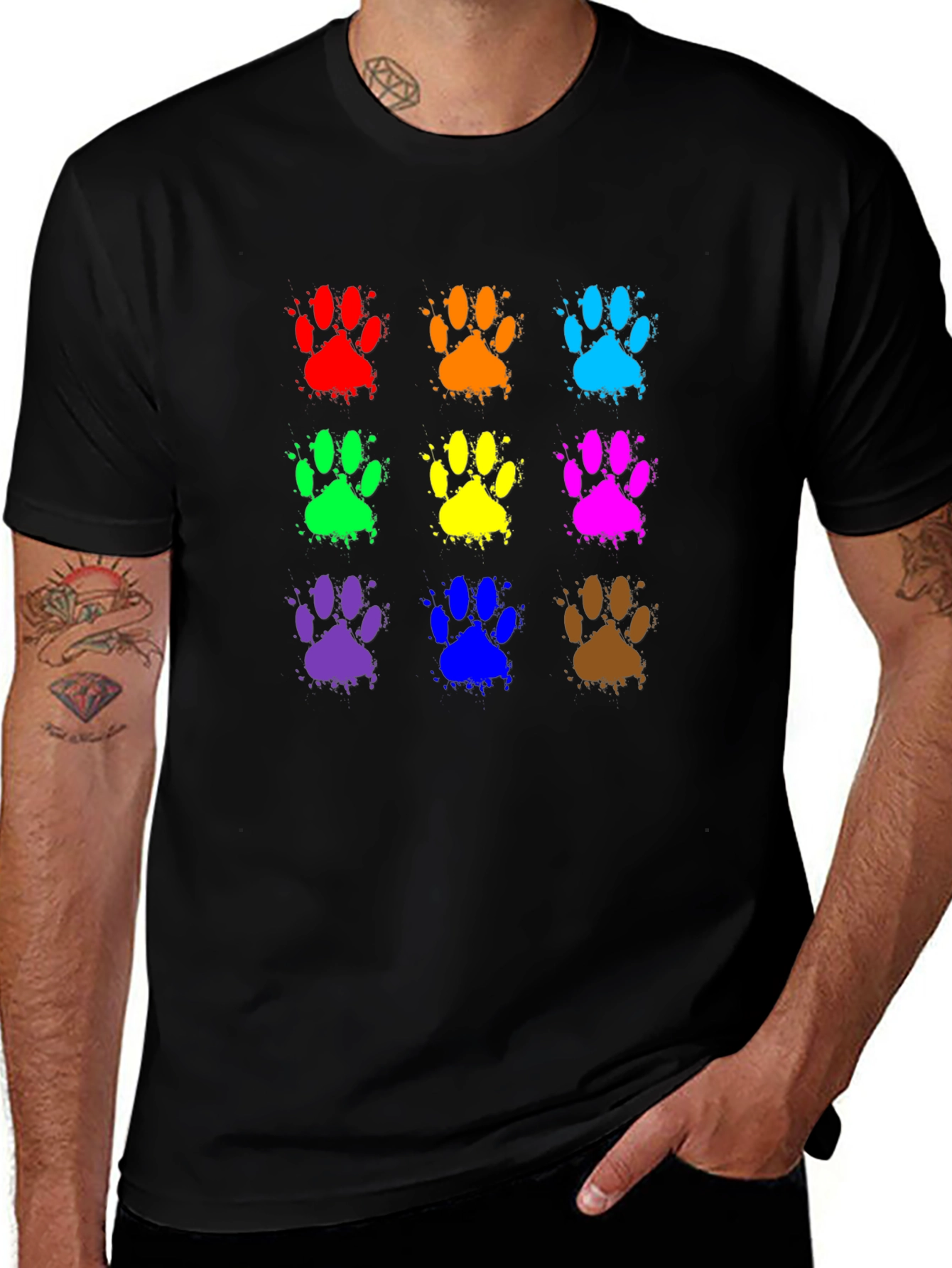 Variant 27 of Colorful Paw Print T-Shirt - Fun Animal Lover Tee
