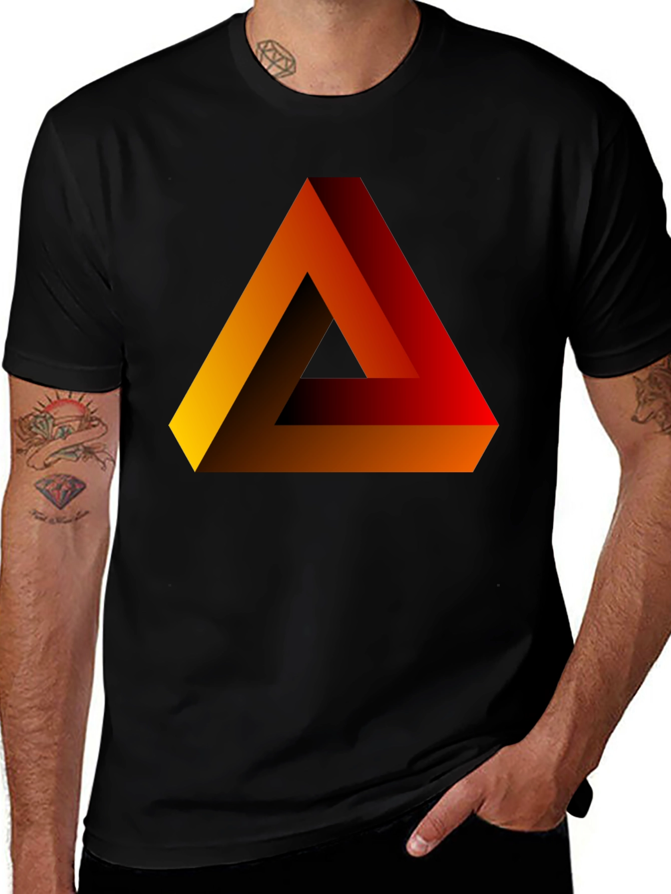 Impossible Triangle Graphic Tee - Black Cotton Shirt