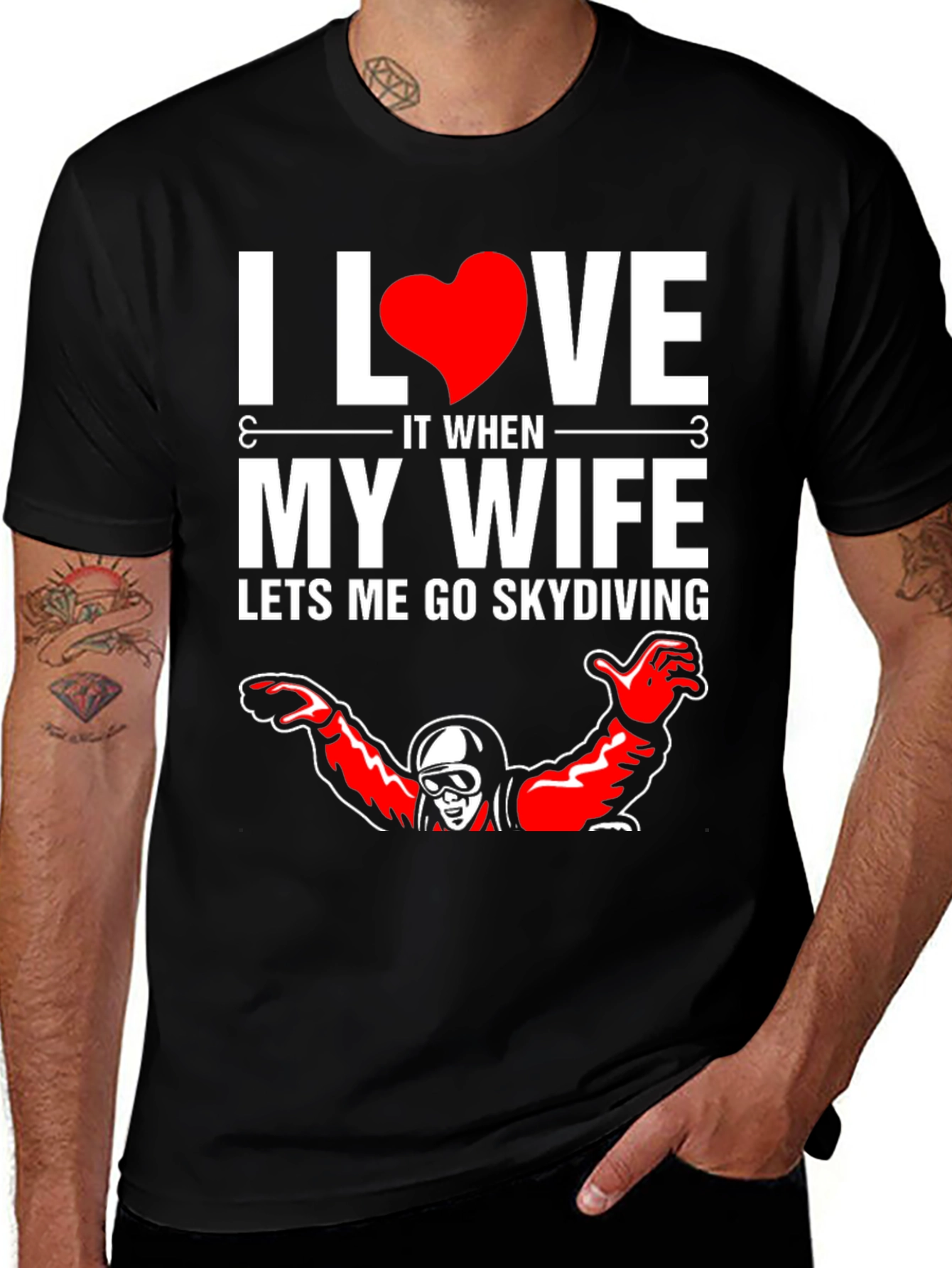 Variant 15 of I Love My Wife Skydiving Graphic T-Shirt