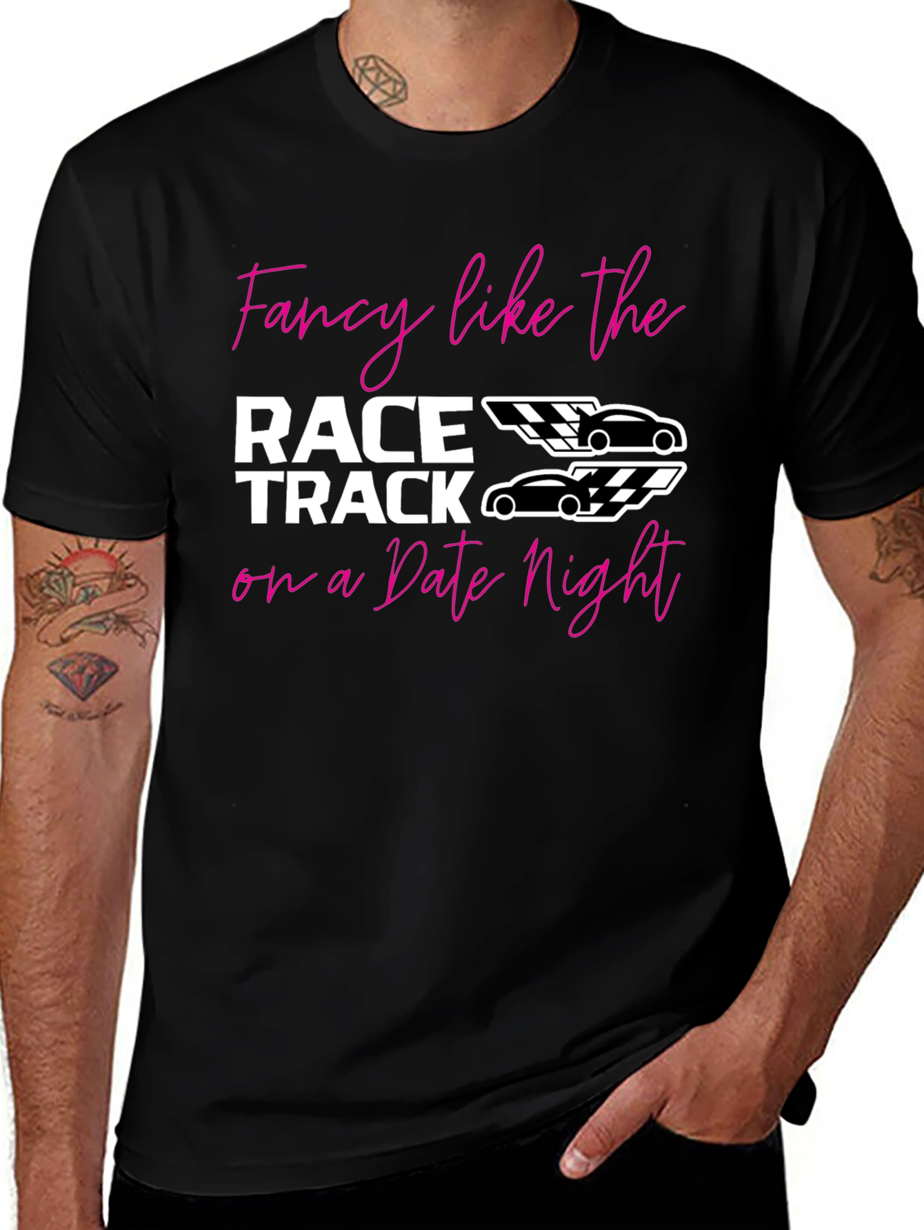 Variant 4 of Fancy Race Track Date Night Graphic Tee