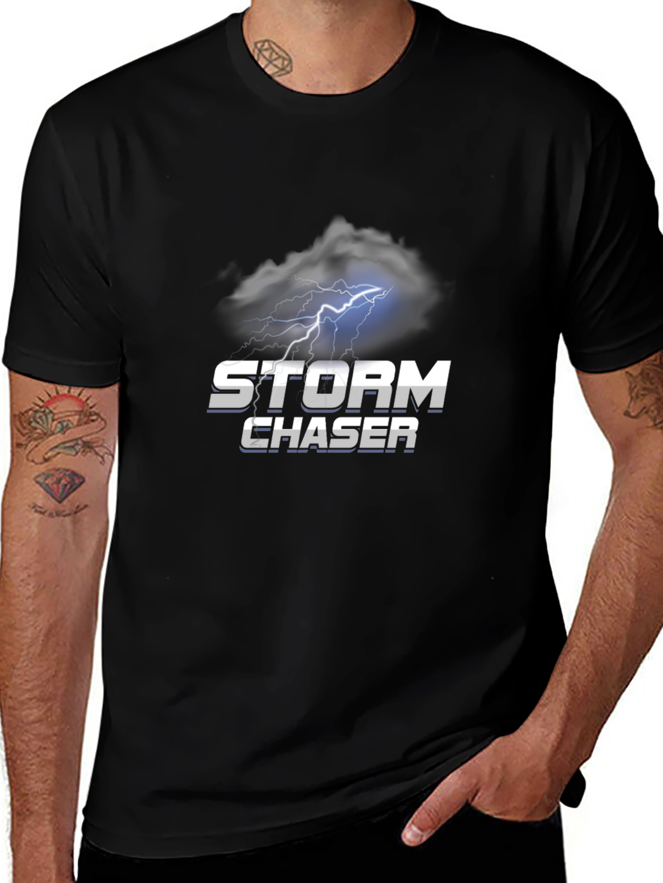Storm Chaser Graphic Tee - Black Cotton T-Shirt