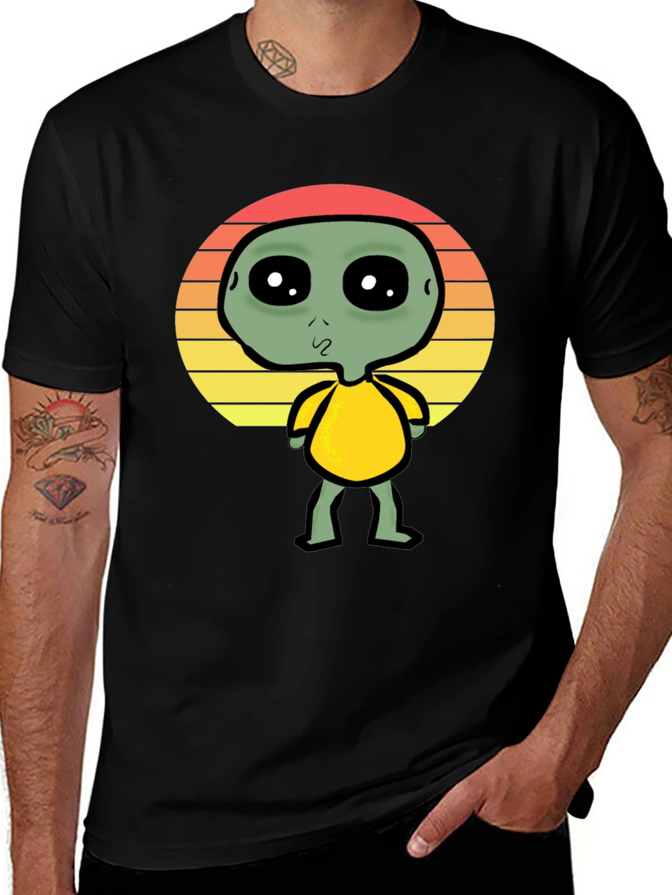 Variant 6 of Alien Sunset Graphic Tee - Black Cotton T-Shirt