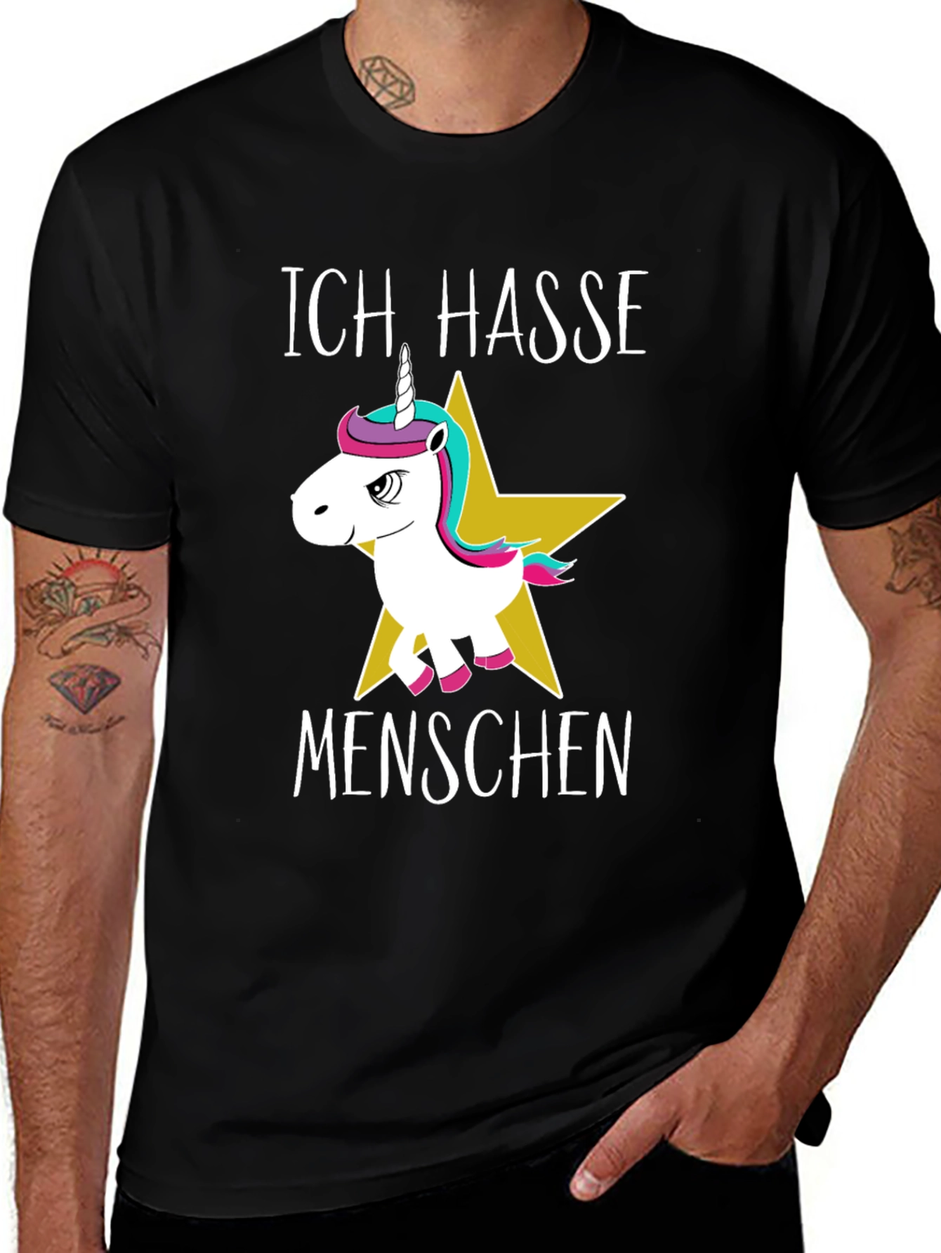 Ich Hasse Menschen Unicorn Graphic T-Shirt