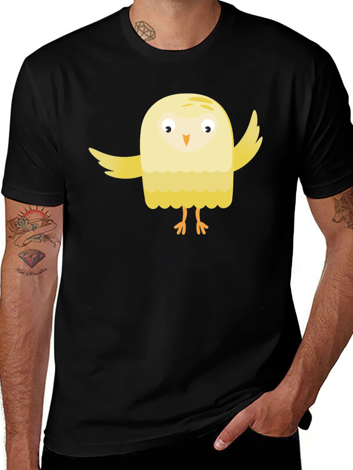 Variant 21 of Cute Cartoon Bird Black T-Shirt