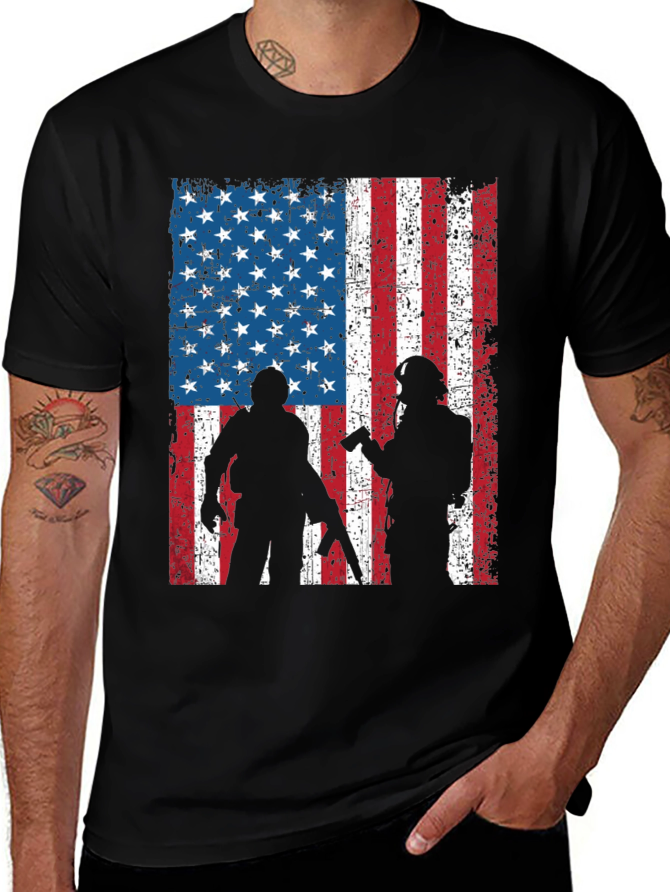 Variant 28 of American Flag Soldier Graphic Tee