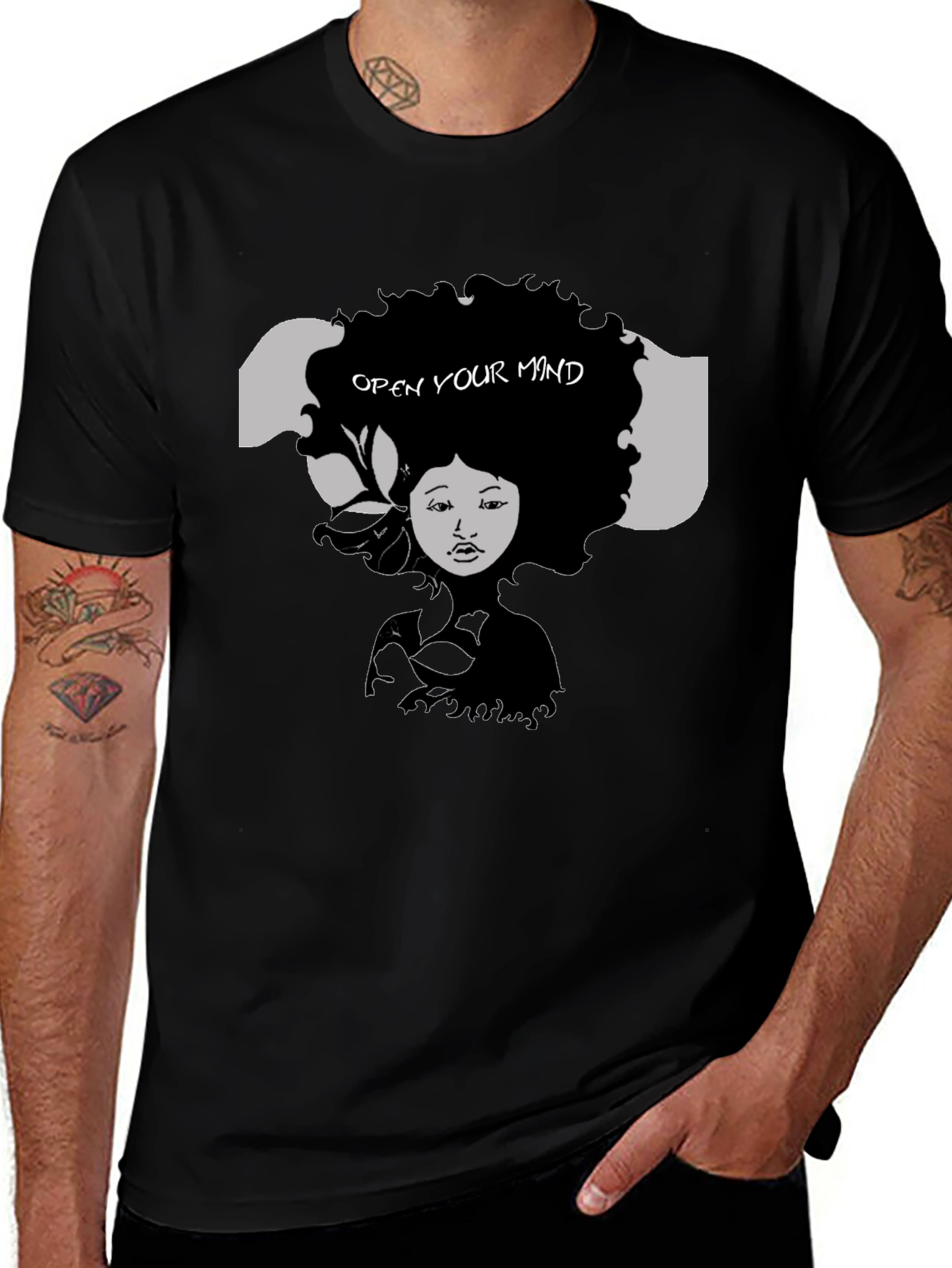 Variant 14 of Open Your Mind Graphic Tee - Black Unisex T-Shirt