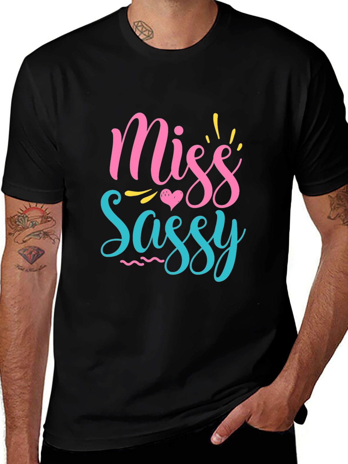 Variant 4 of Miss Sassy Graphic Print Black T-Shirt