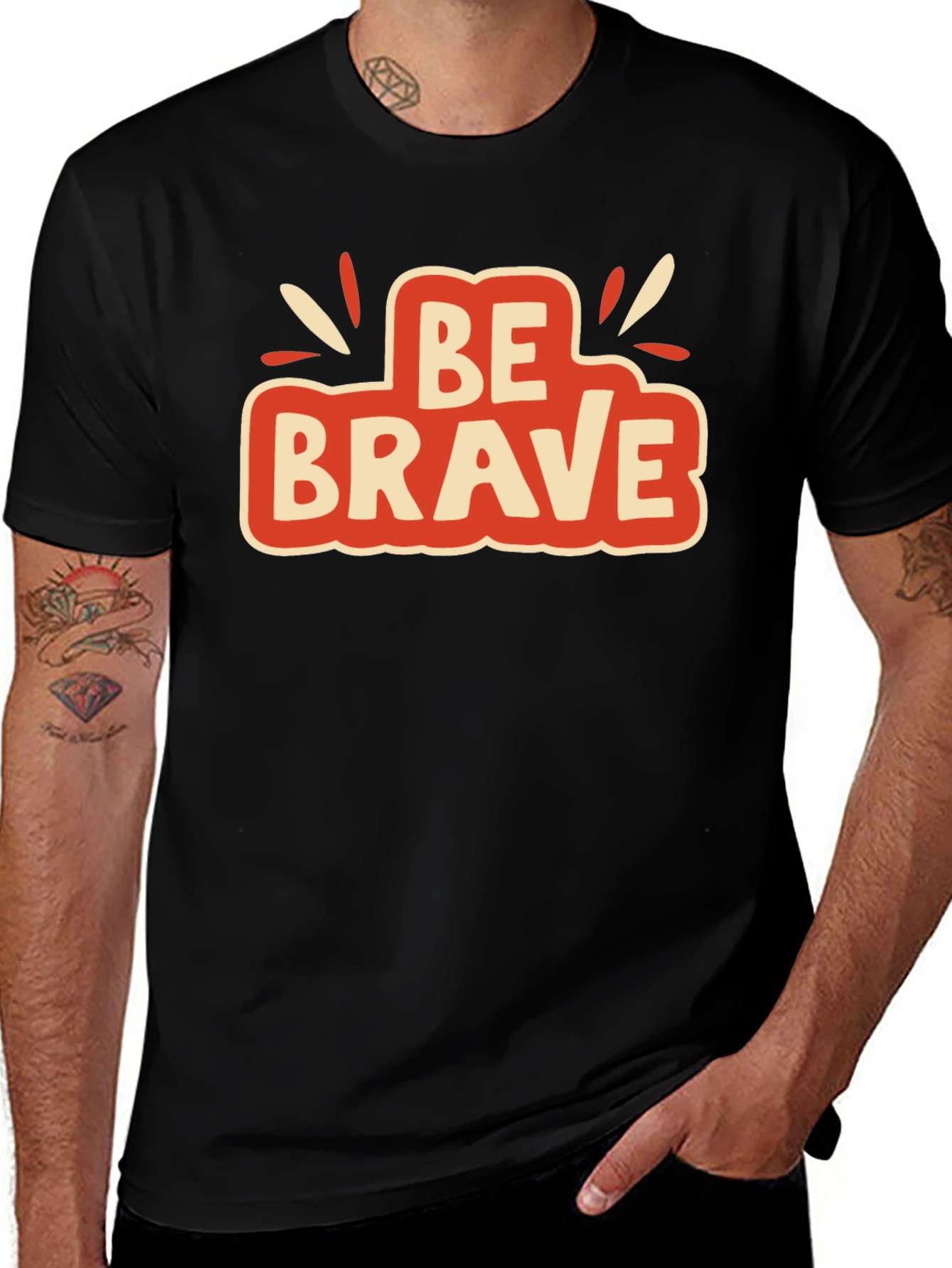 Variant 16 of Be Brave Graphic Tee - Motivational Black T-Shirt