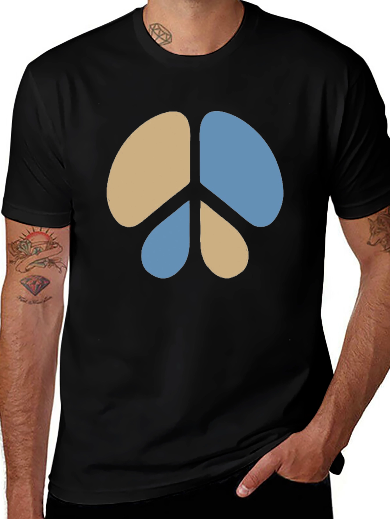 Variant 21 of Peace Sign Graphic Tee - Casual Black T-Shirt